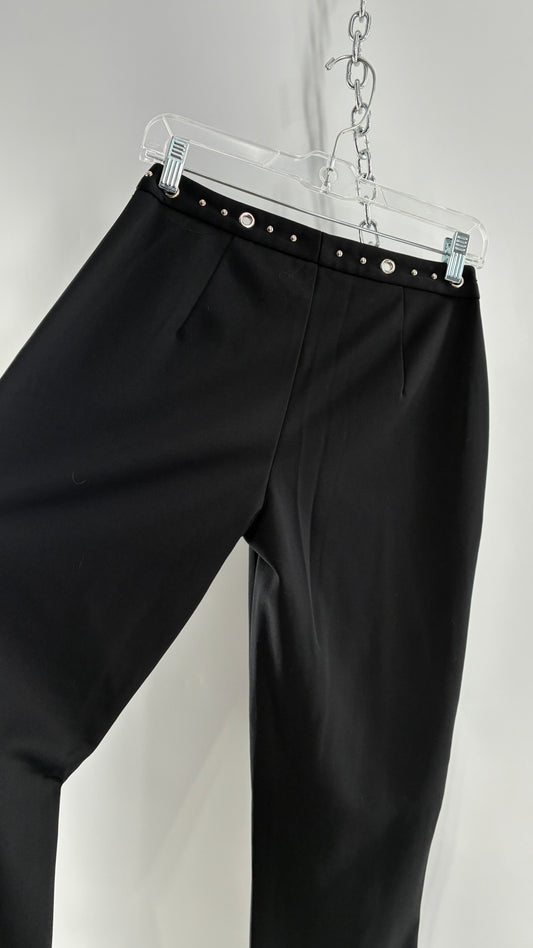 Vintage 1990s JOE BENBASSET Black Kickflares with Studded, Grommet Waistline (5)