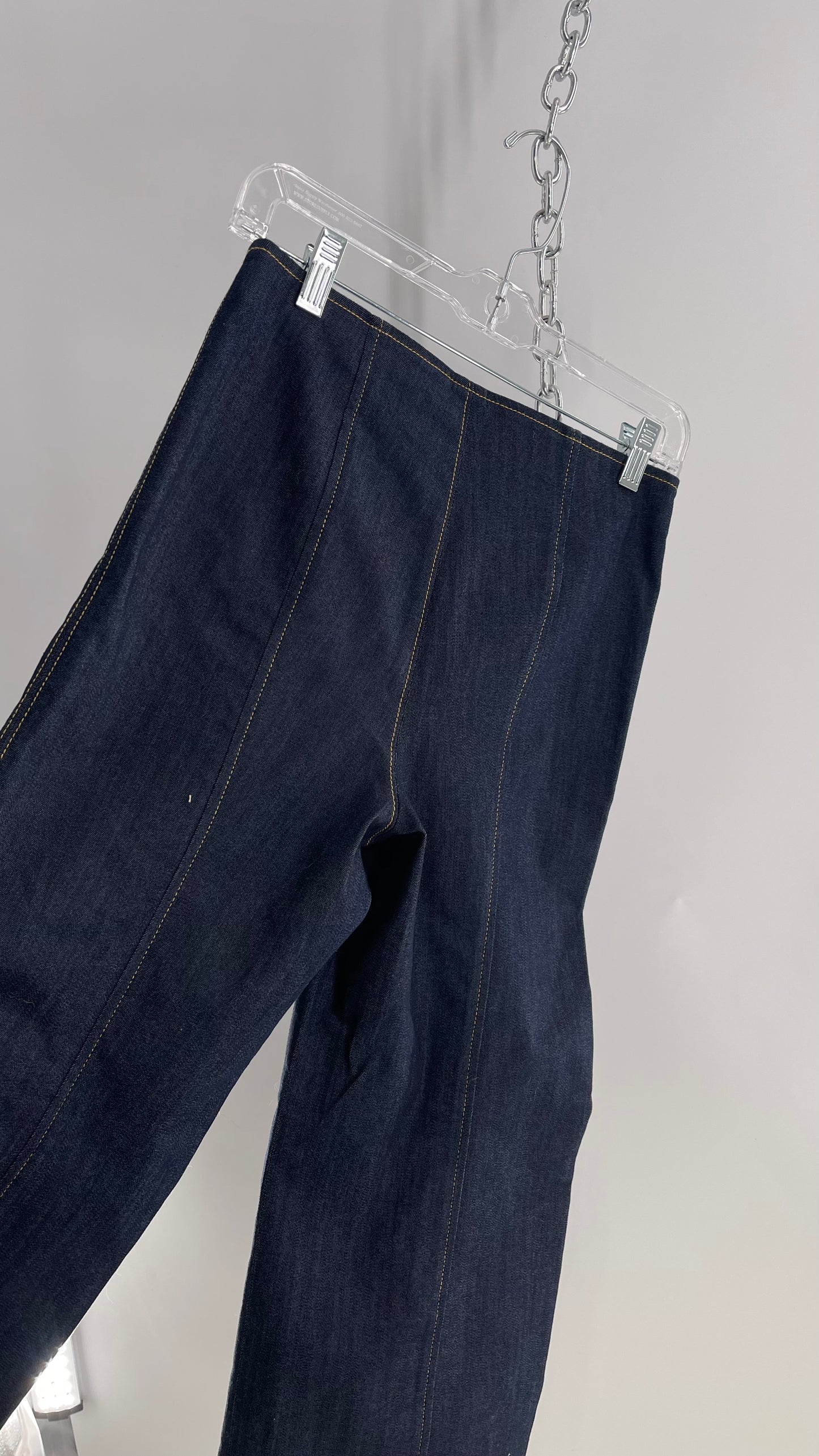 Cinq a Sept Azure Dark Wash Denim, Zip Front, Pocketed Cropped Wide Legs (2)