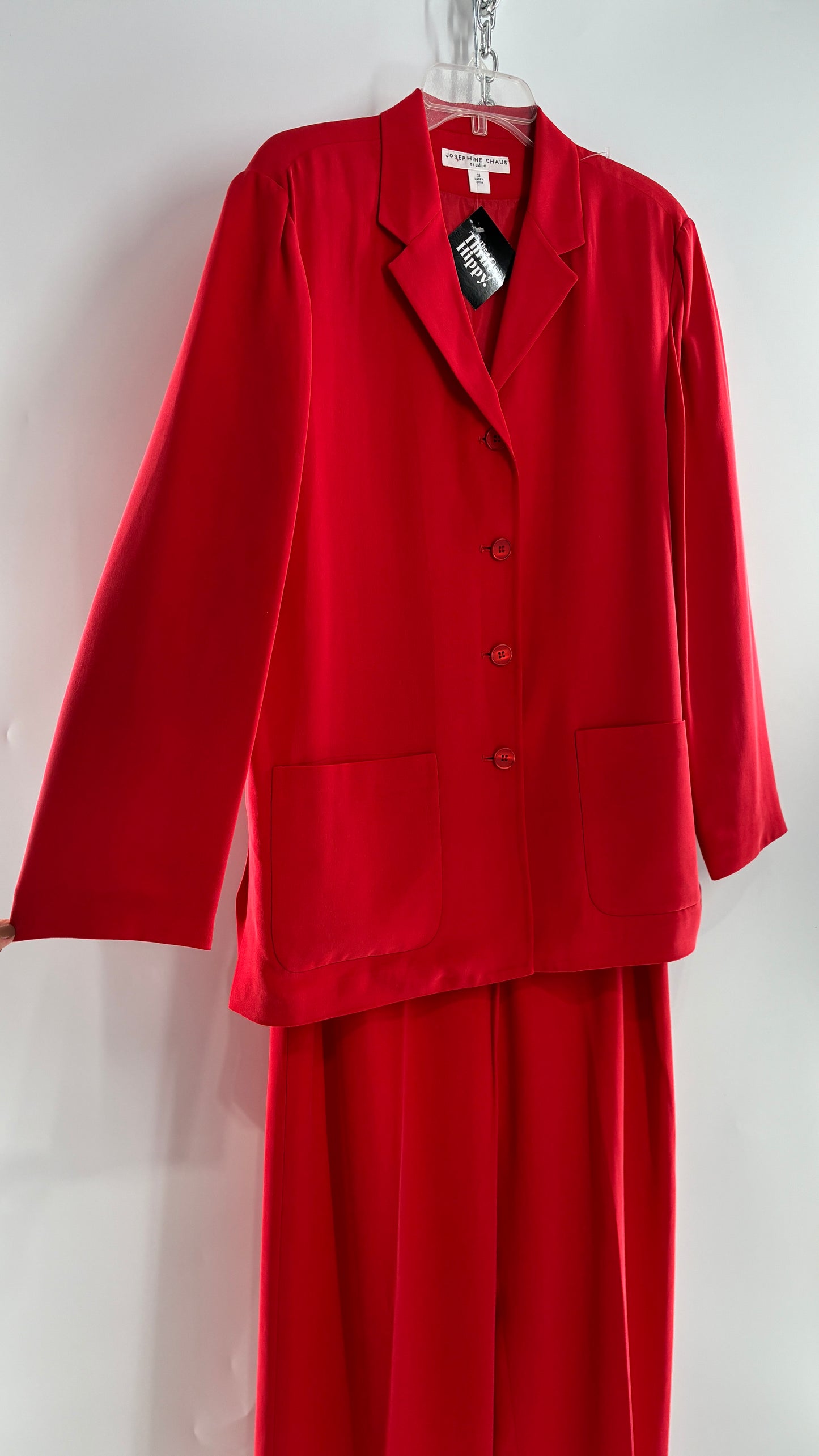 Vintage Josephine Chaus Cayenne 100% Silk Power Blazer and Wide Leg Trouser Set (12)