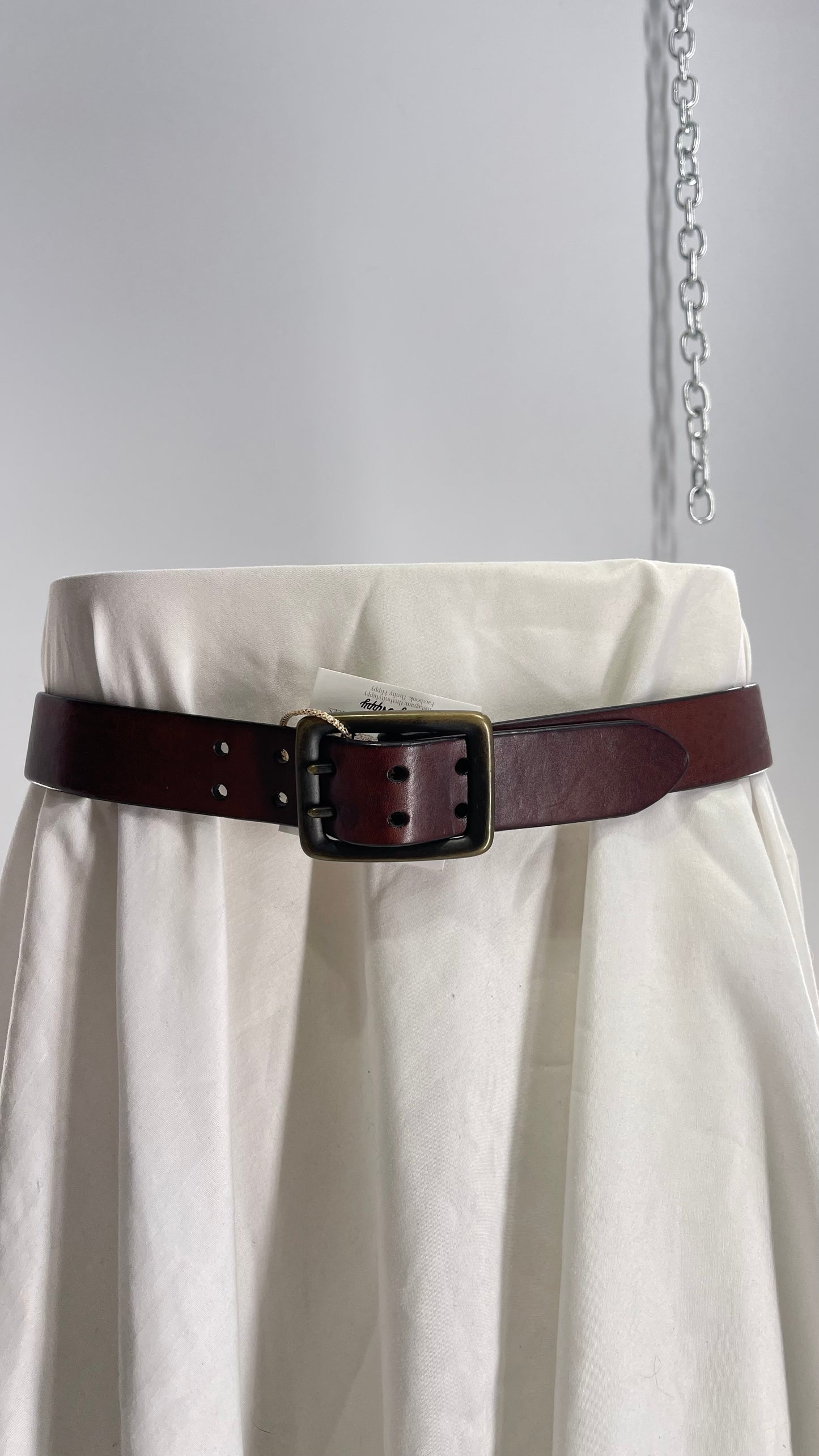 Vintage Ralph Lauren Genuine Brown Leather Belt With Brass Buckle (Medium)