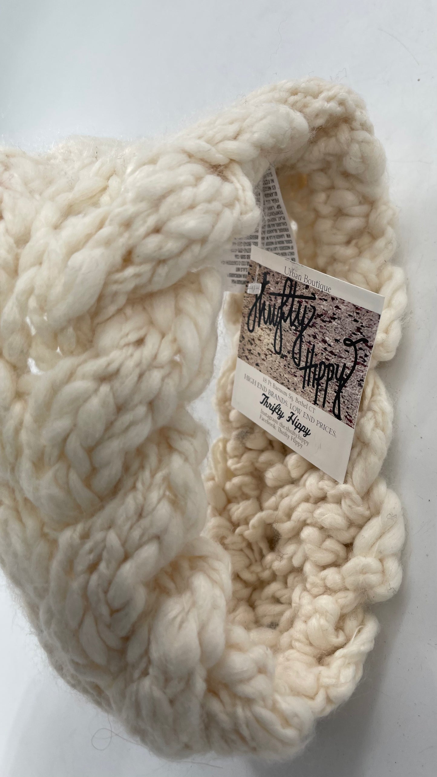 Cream Knit Braided Yarn Headband