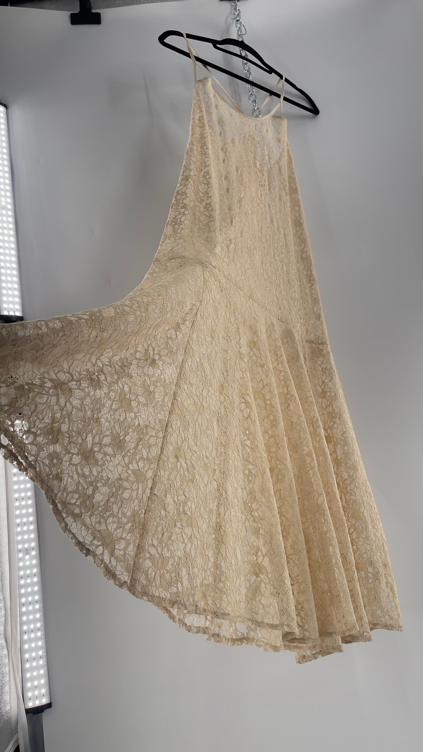 Intimately Free People Beige Lace Slip Maxi Dress (XS)