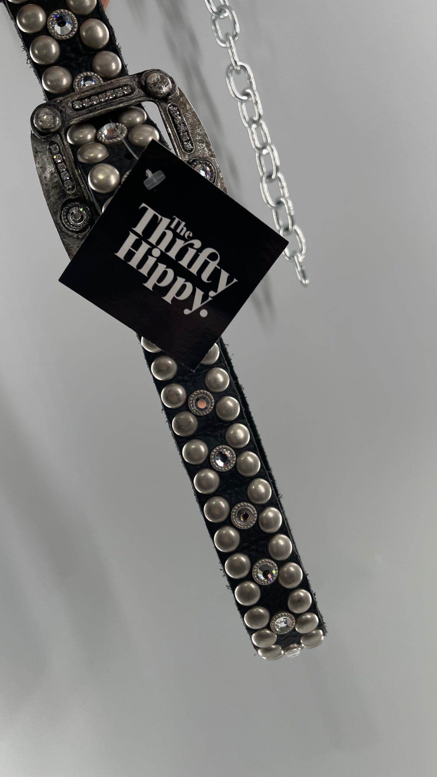 Vintage NEW Swarovski Crystal Iconic Cowboy Belt with Studded Leather Detailing (Small)