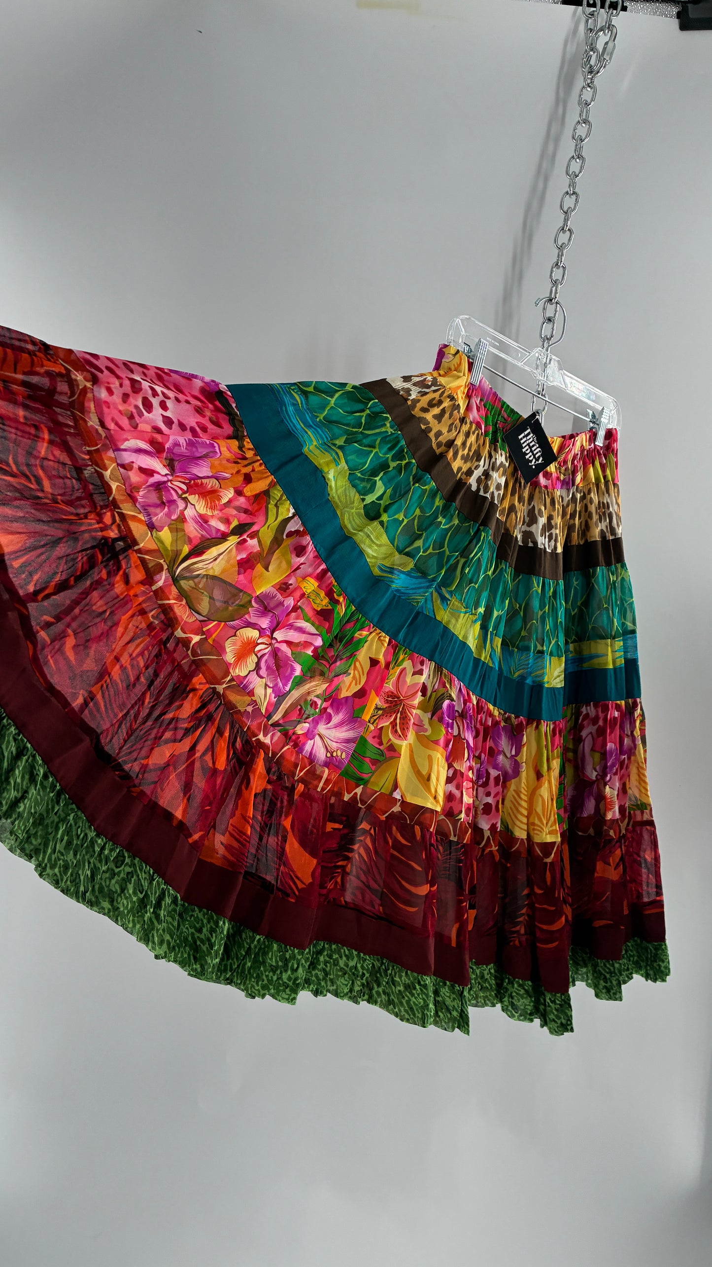 Vintage CHENAULT Voluminous Tropical Tiered Skirt (6)
