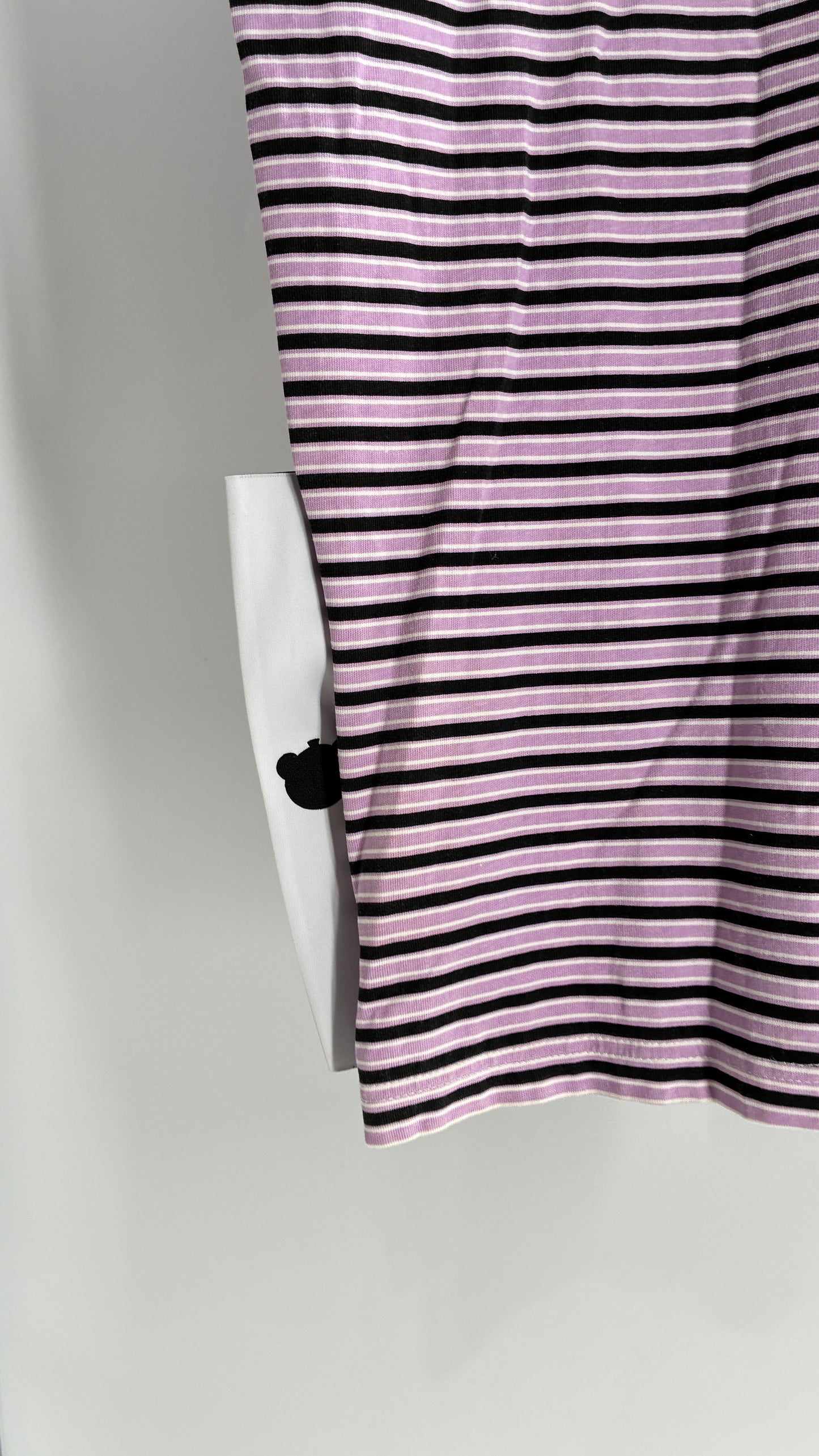 NICOPANDA Purple Black Striped Oversized Boxy T Shirt (Large)