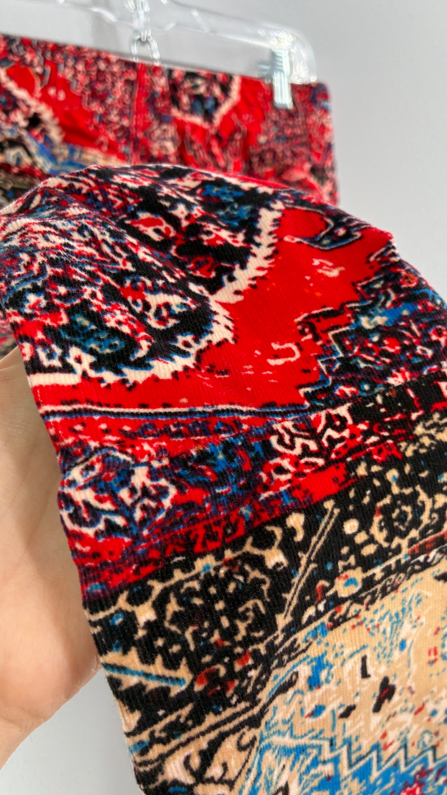 Free People Red, White, Blue Tapestry Patchwork Corduroys with Tags Attached (27)