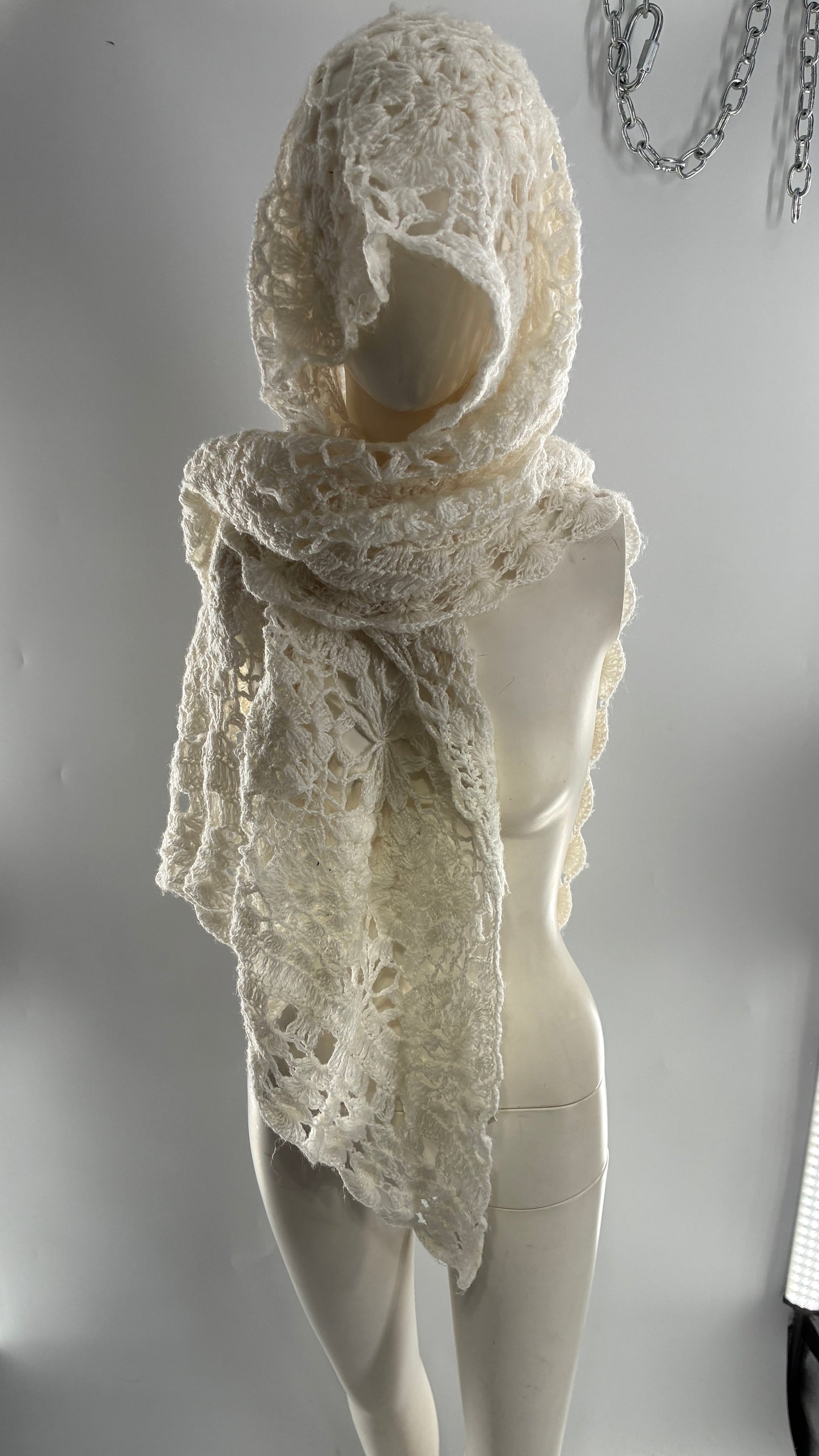Vintage Crochet Style White Scarf