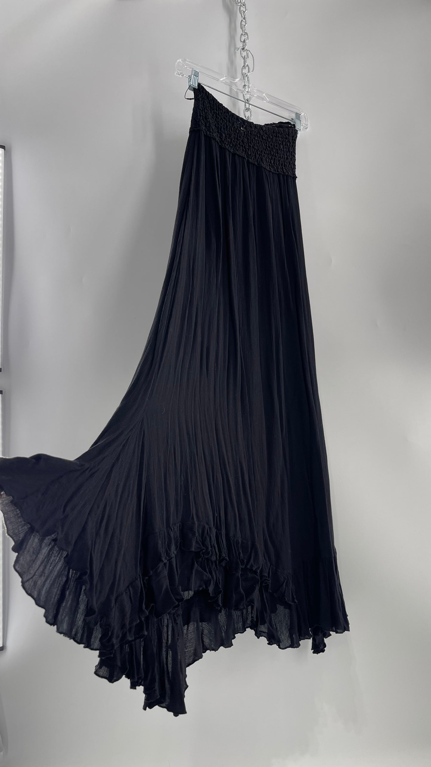 Free People Adella Black Full Length Maxi Dress (Small)