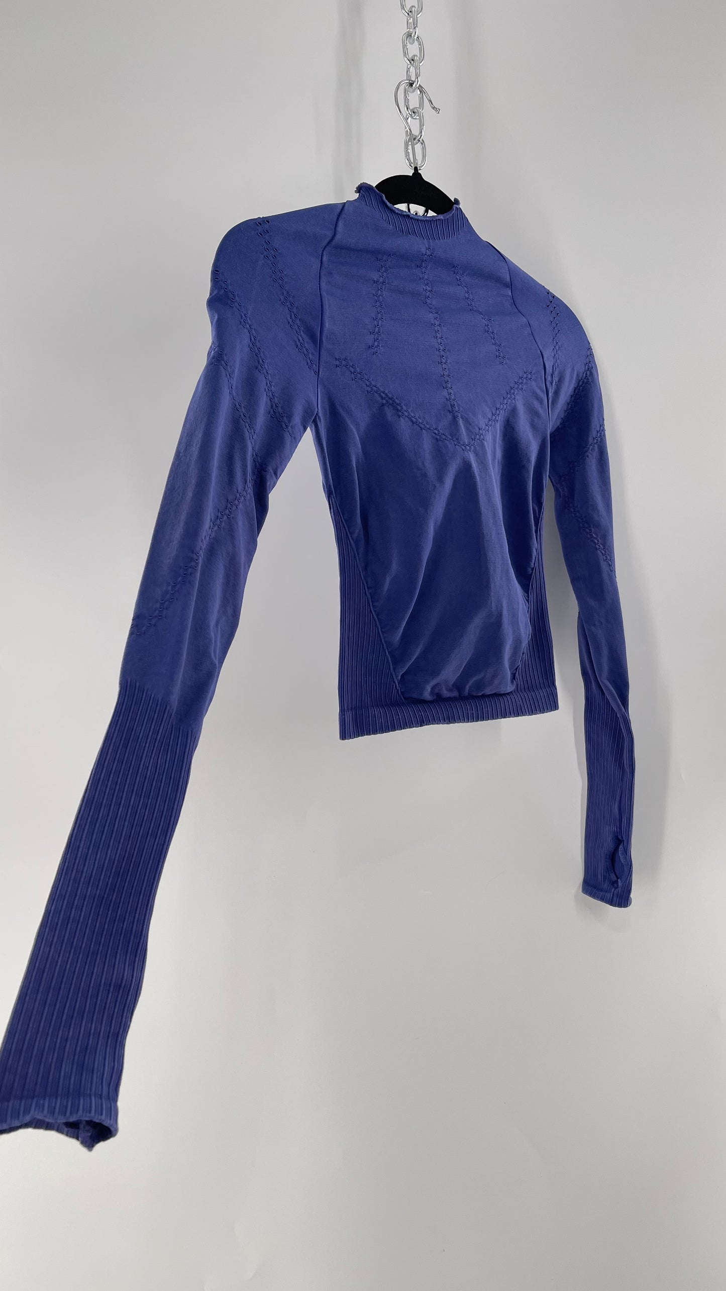 Free People Movement Spandex Perforated Purple Skim Top (XS/S)