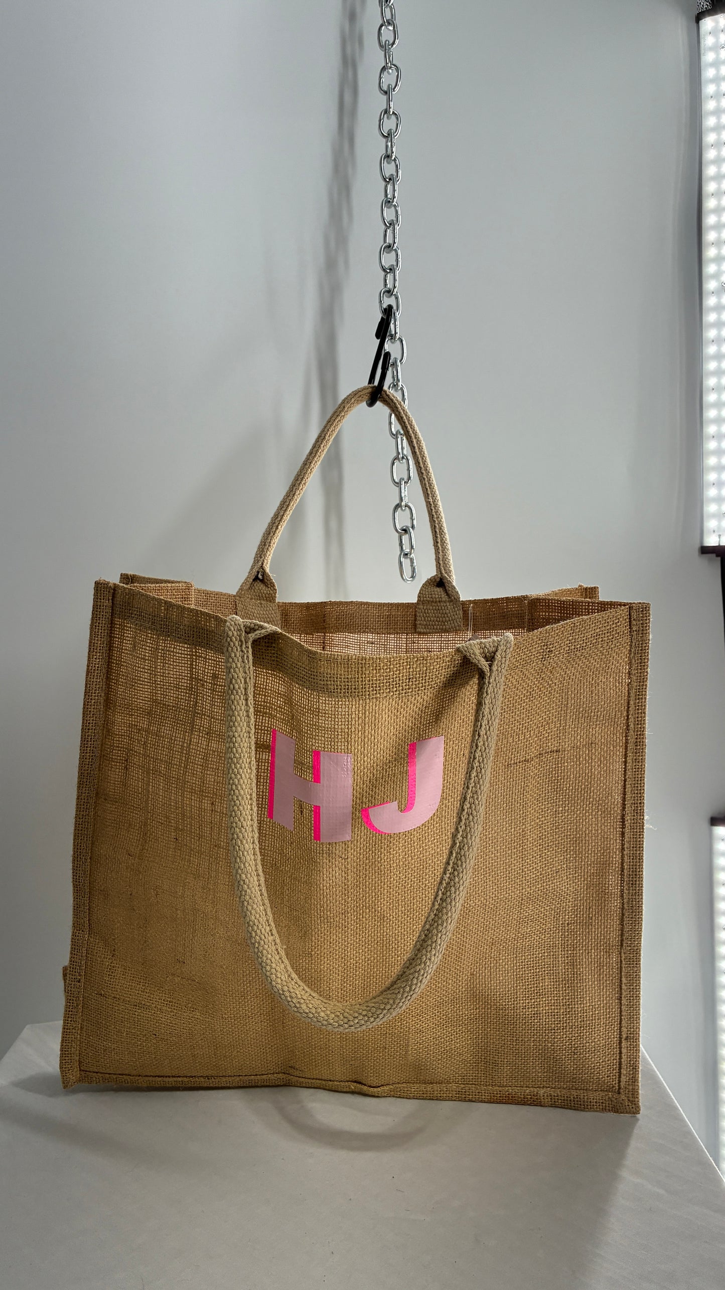 Vintage Burlap Monogram Beach Bag