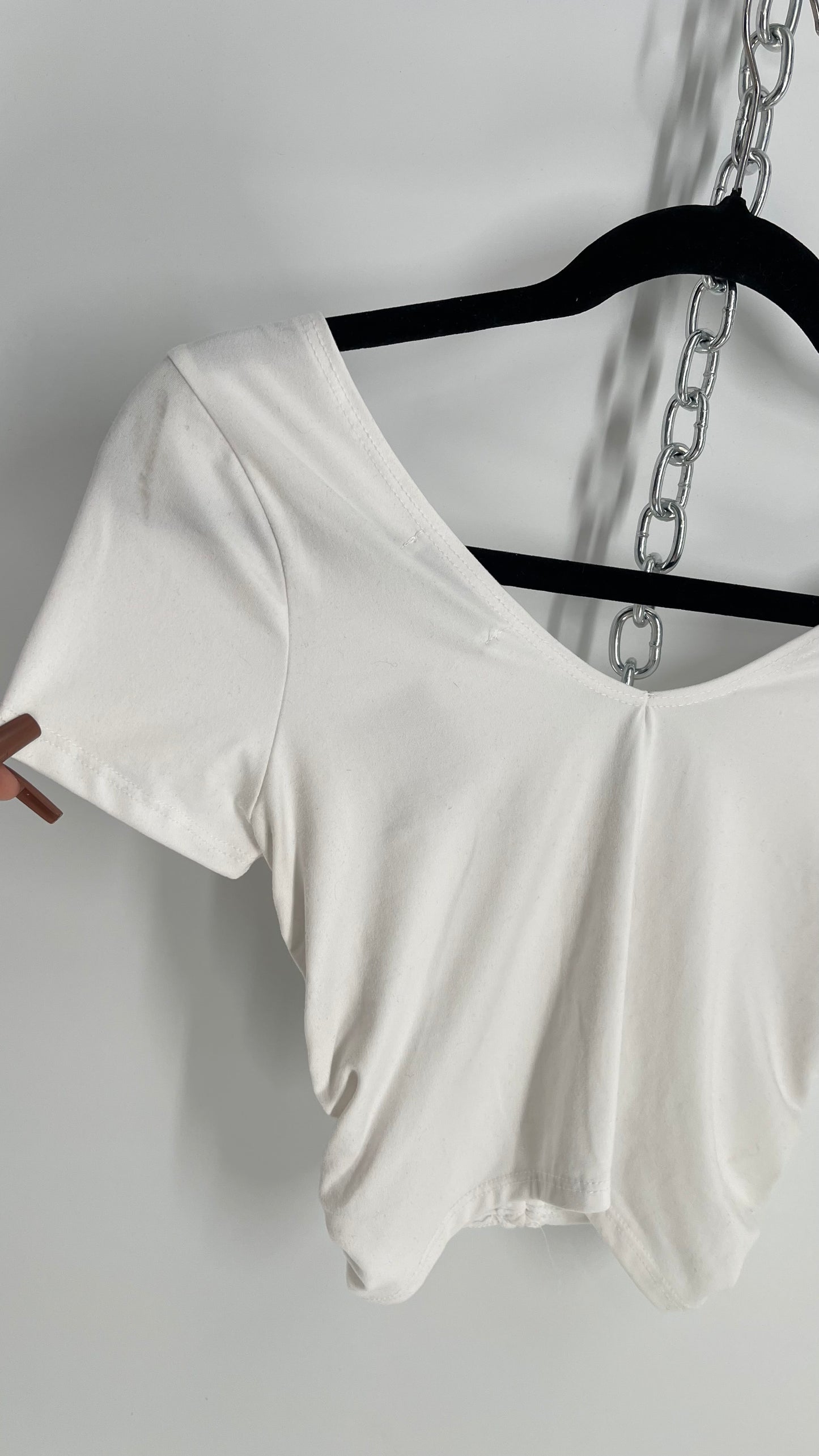 Urban Outfitters White Ruched T Shirt (Small)