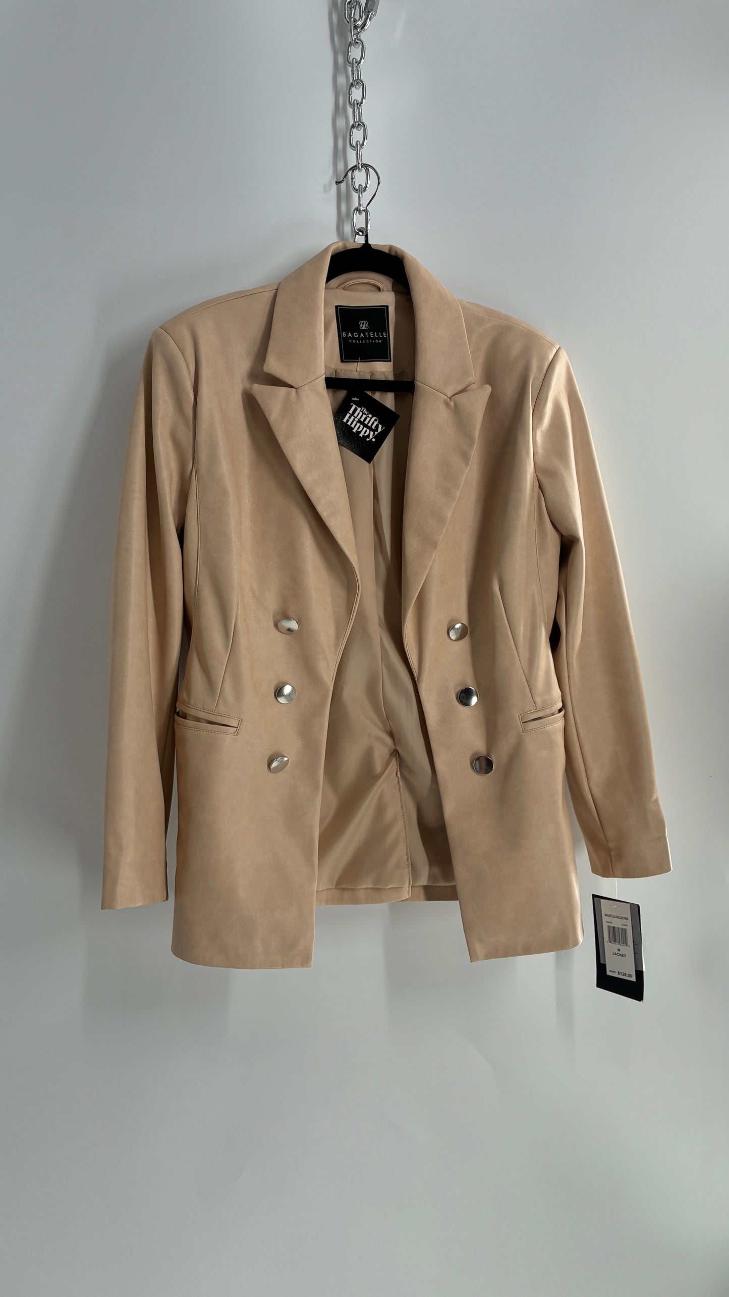 BAGATELLE Vegan Leather Cream Beige Blazer Jacket with Tags Attached (Medium)
