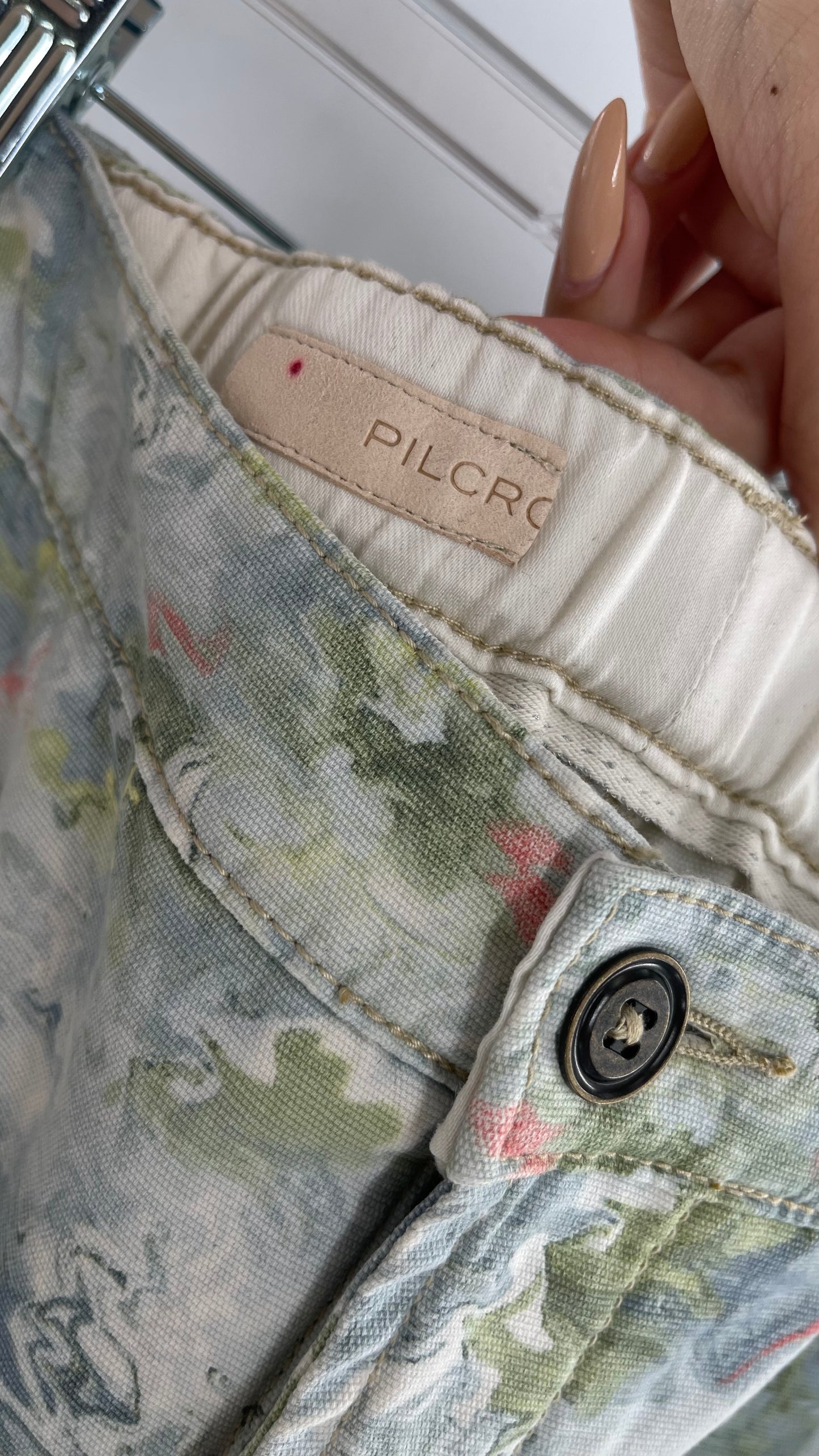 Pilcro Anthropologie Lilly Pad Pond Painted Water Color Cargos (26W)