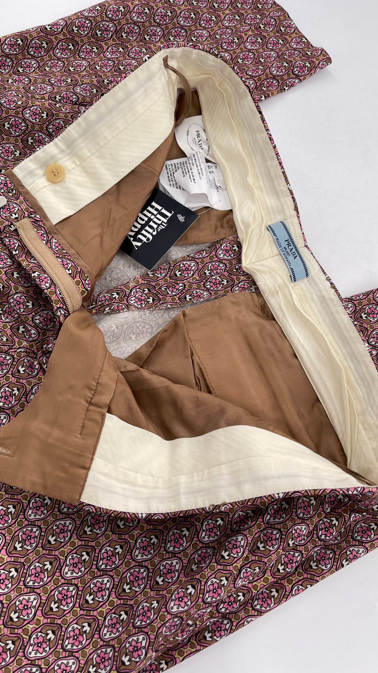 Vintage PRADA Trouser Brown Pink 1970s Style Pattern (28)