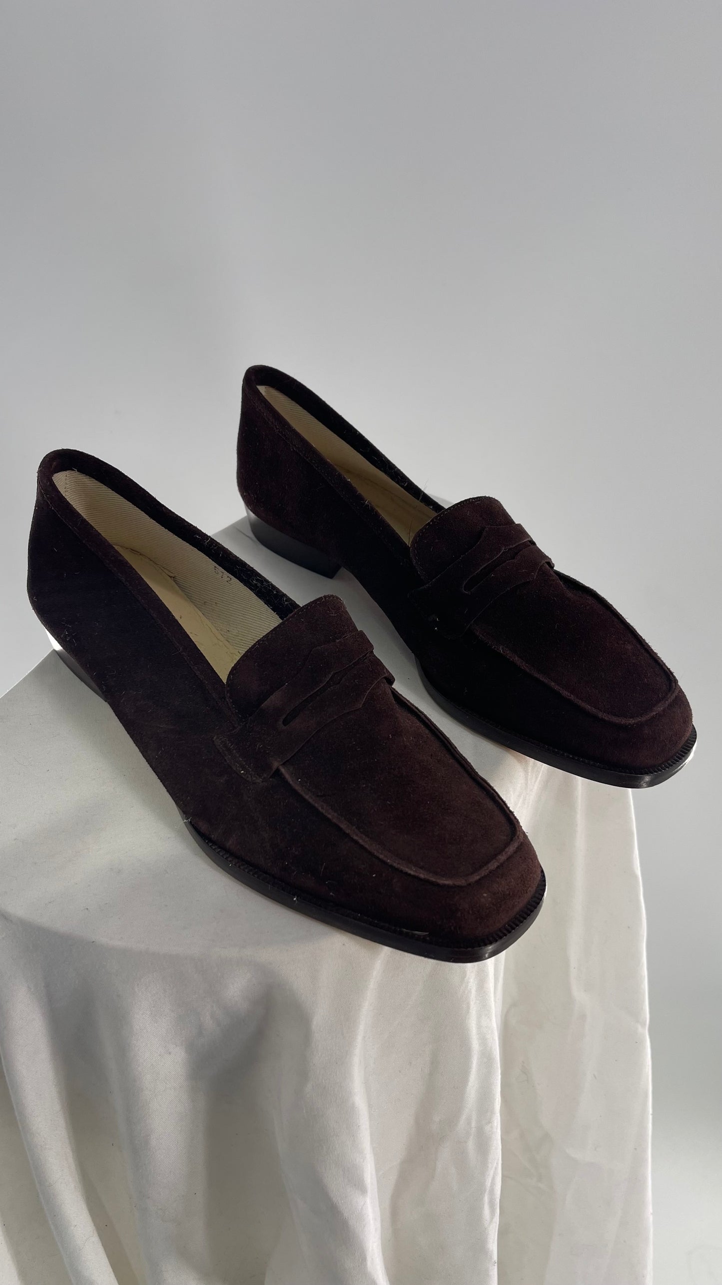 Vintage Brooks Brothers Brown Suede Leather Penny Loafers (6.5)