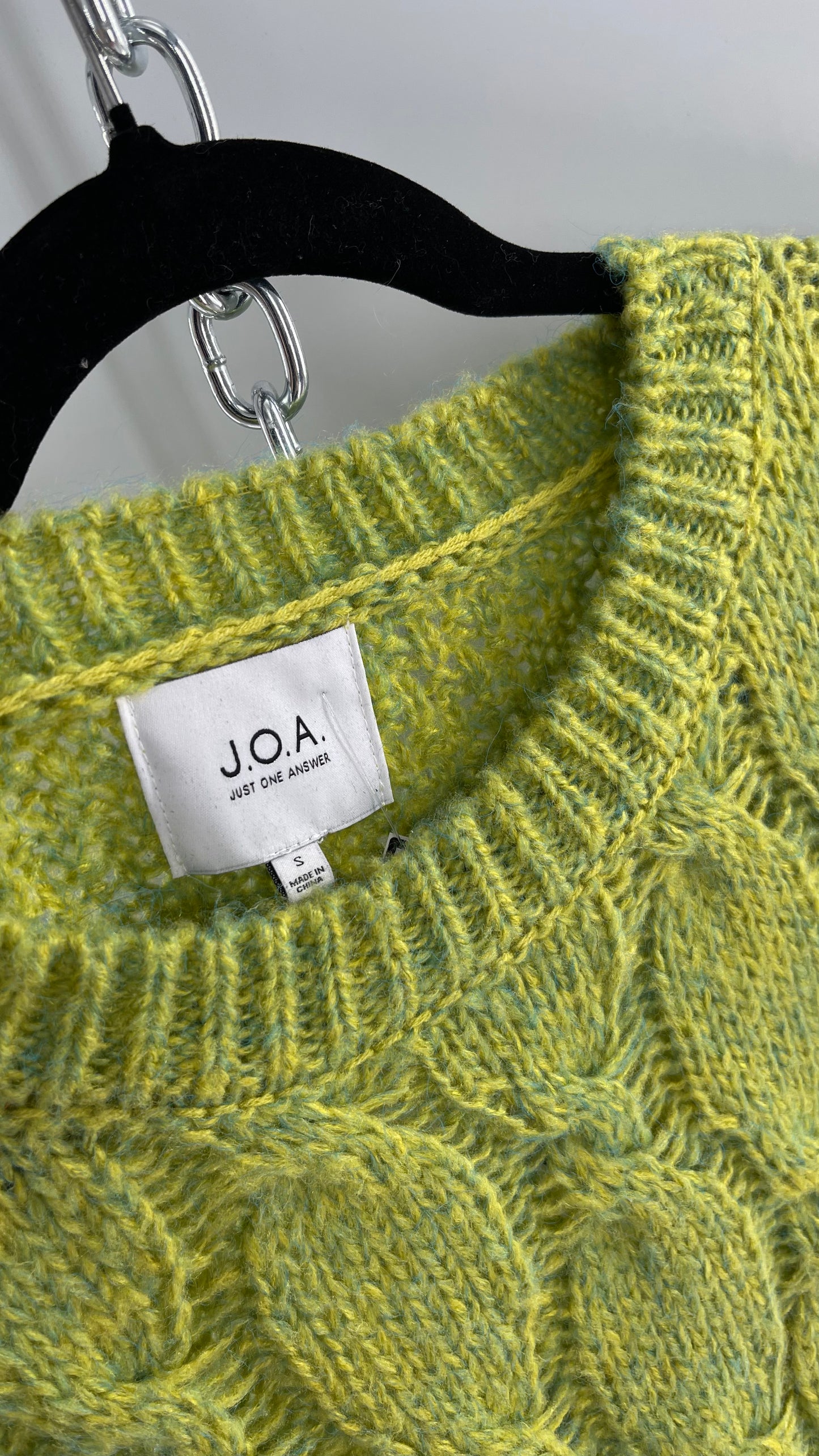 JOA Lime Green/Yellow Cableknit Sweater (S)