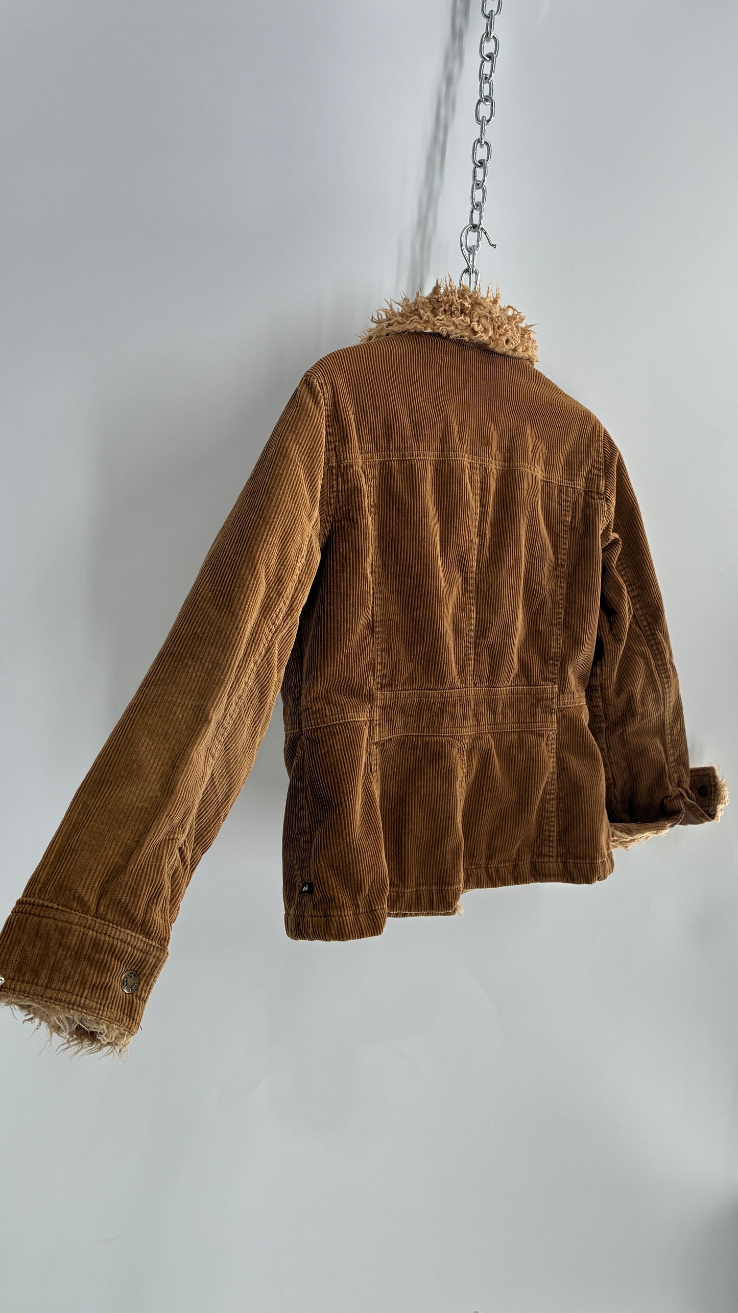 Vintage 1990s LEI Corduroy Jacket with Shearling Cuffs and Collar (Large)