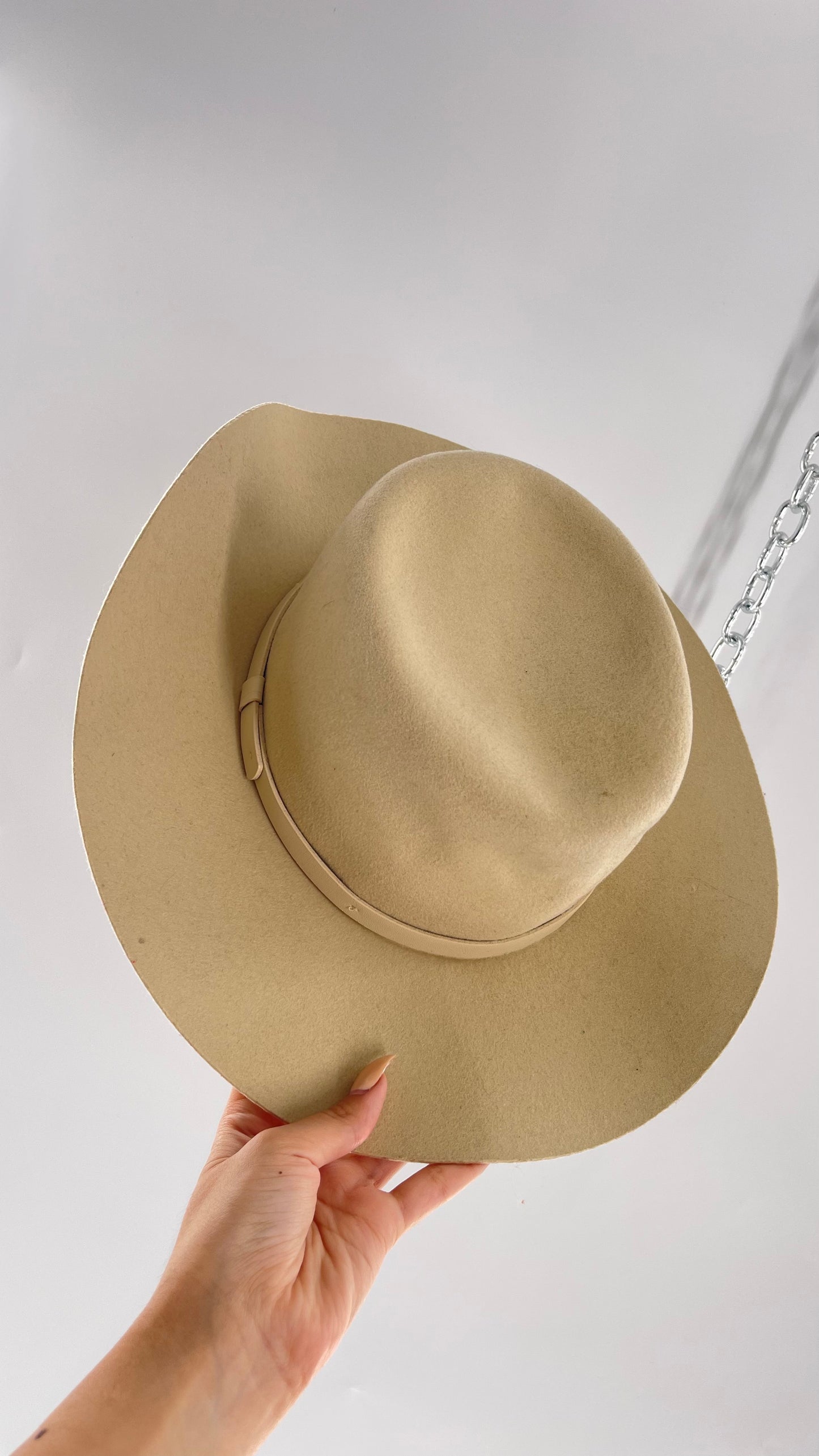 Free People Beige 100% Wool Wide Brimmed Sun Hat