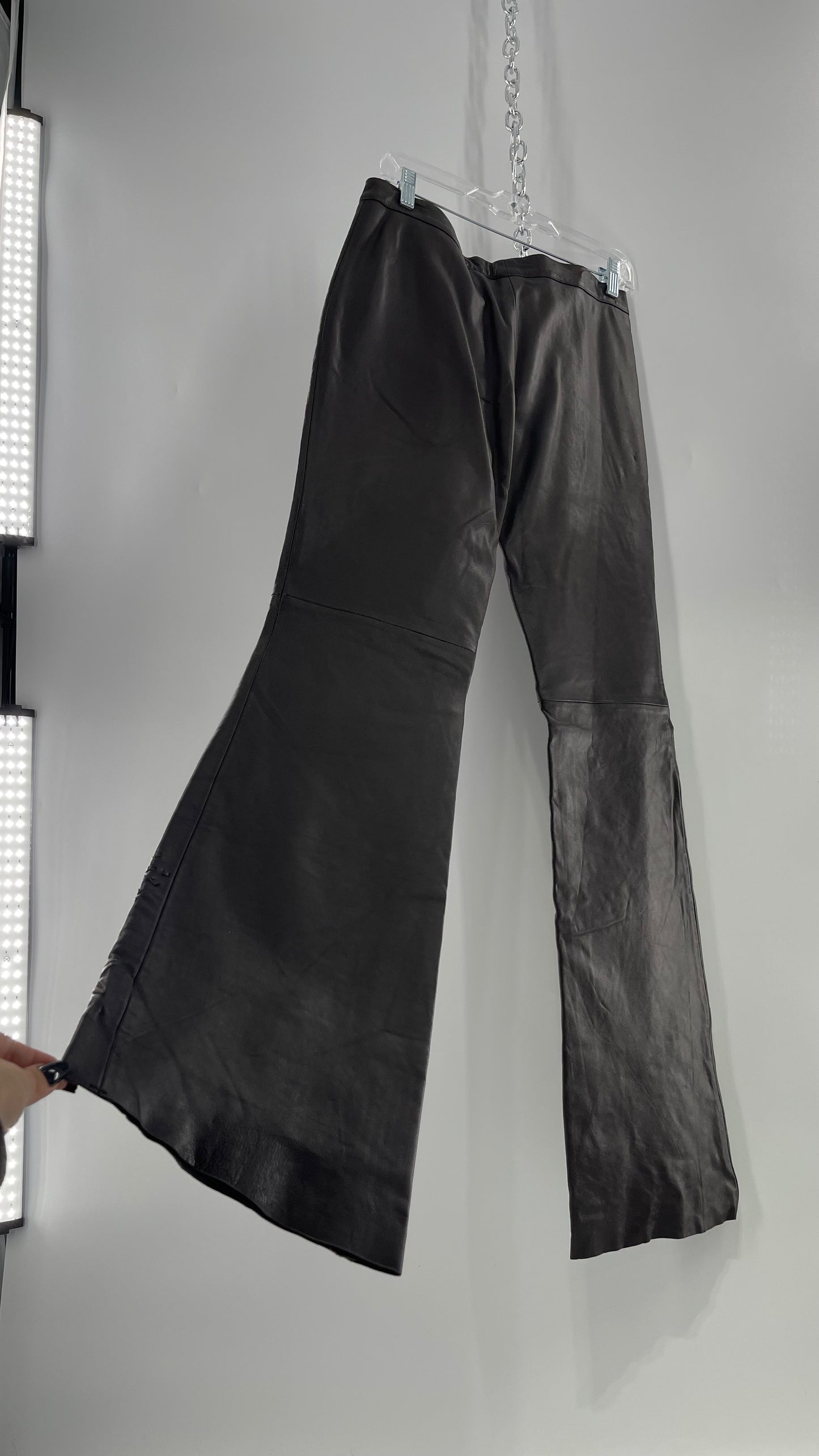 Moschino Brown Leather Embroidered Pants (10) ***WITH TAGS***