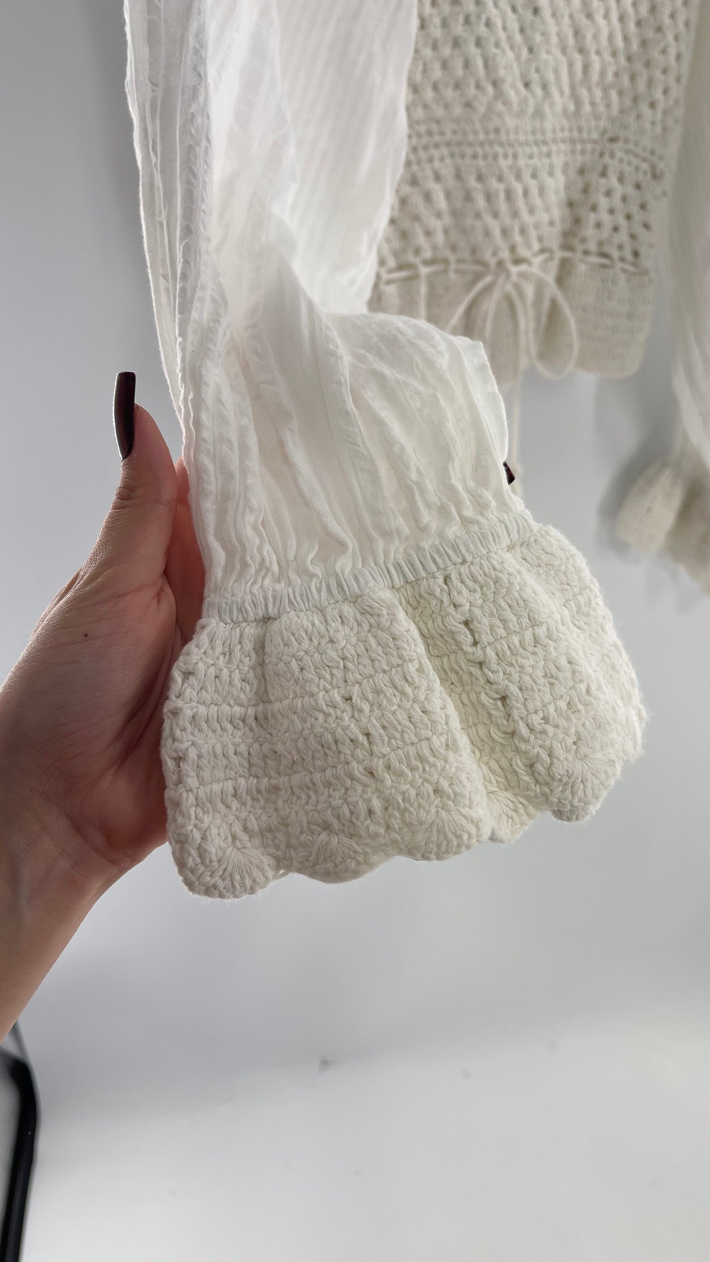 Free People White Crochet “Megan” Top (Small)