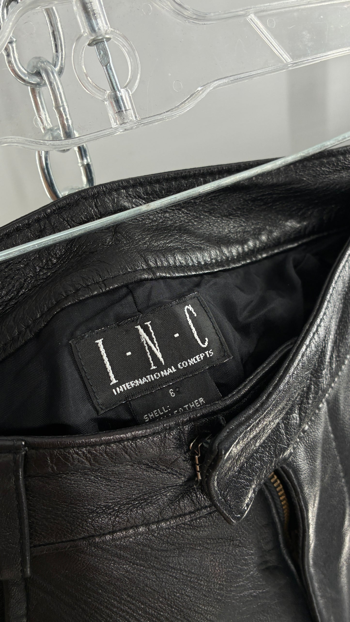 Vintage INC Black Soft Genuine Leather Side Closure Pants (6)