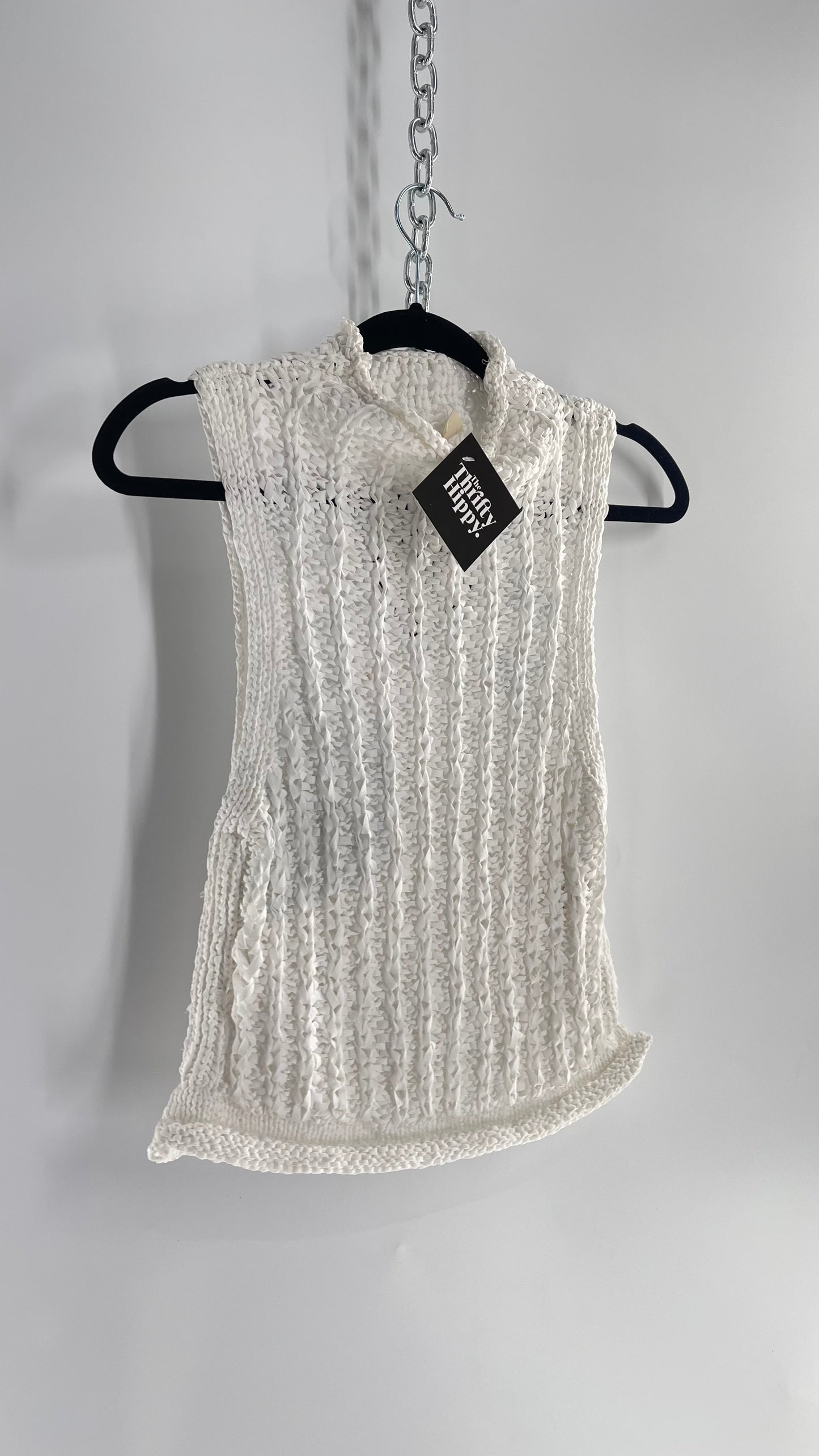 Anthropologie Moth Crochet Open Knit Mock Neck Tank (XS)