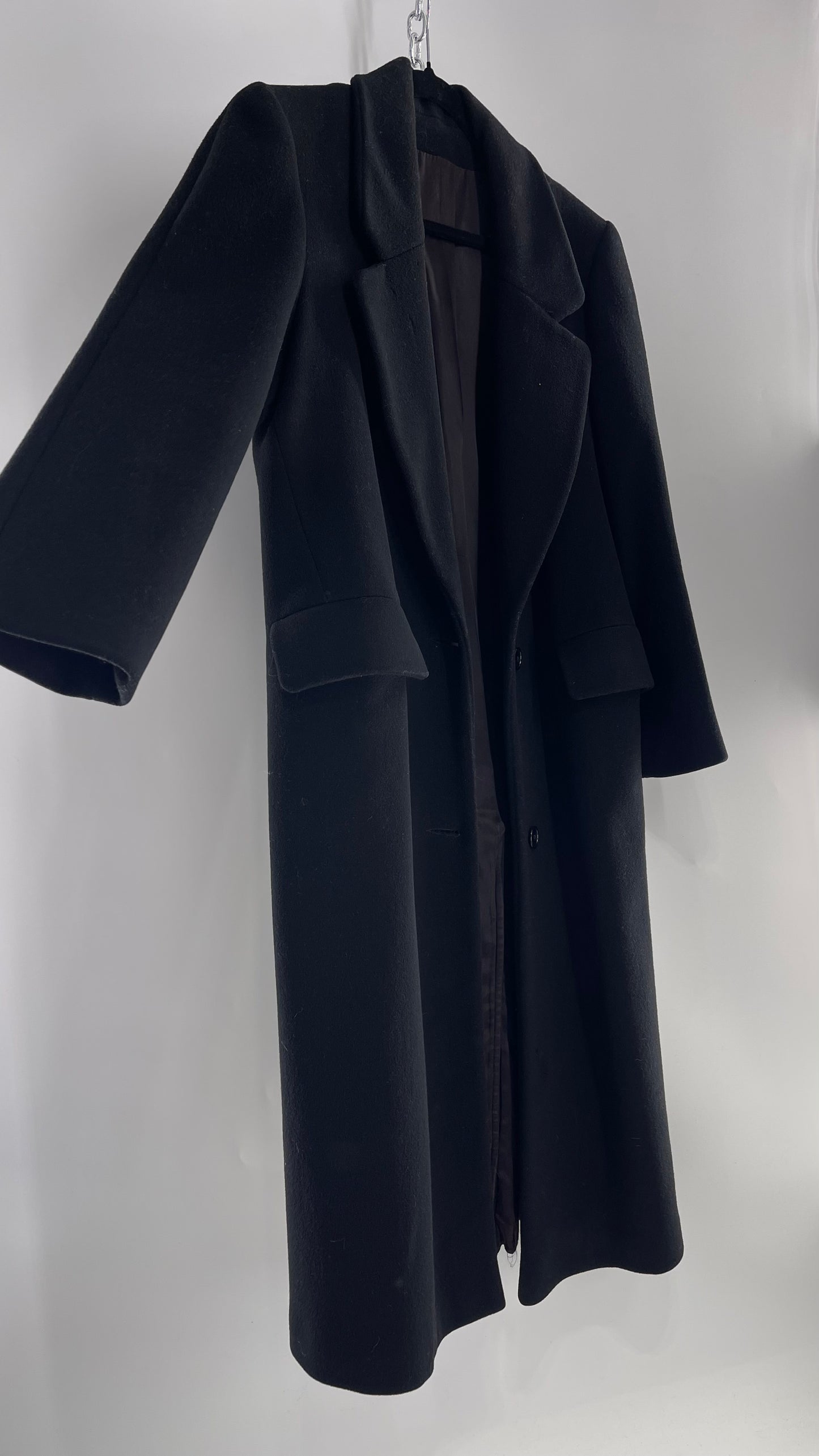Vintage CENTRAL PARK NY 100% Wool Black Full Length Coat (M/L)