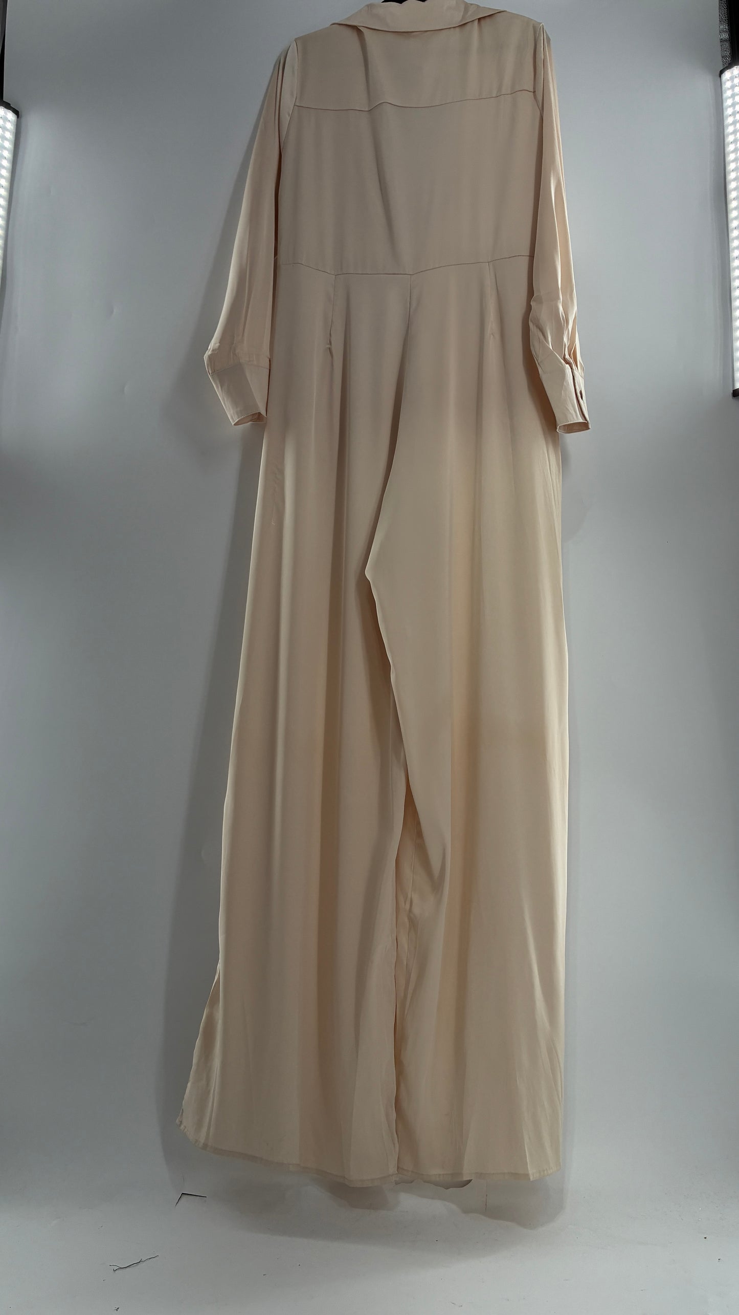FASHION NOVA Silky Champagne Wide Leg Jumpsuit (XXL)