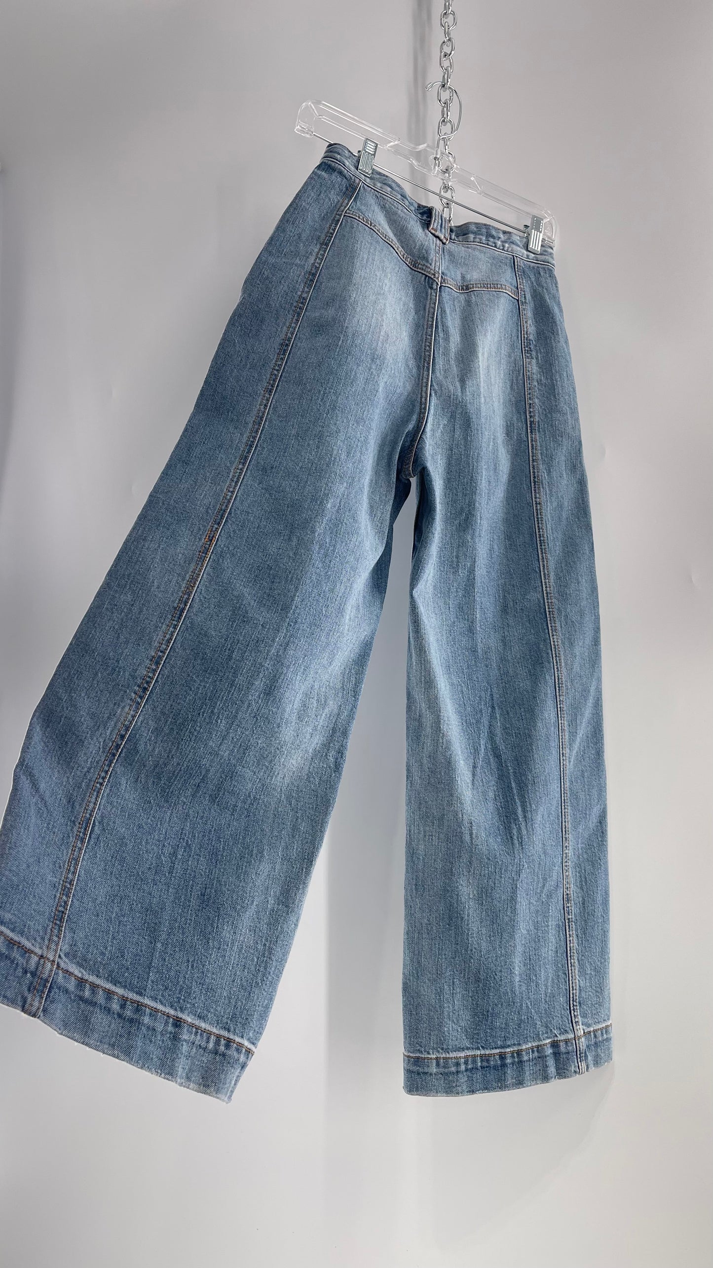 Free People Light Wash Wide Leg Slouchy Jeans (26)