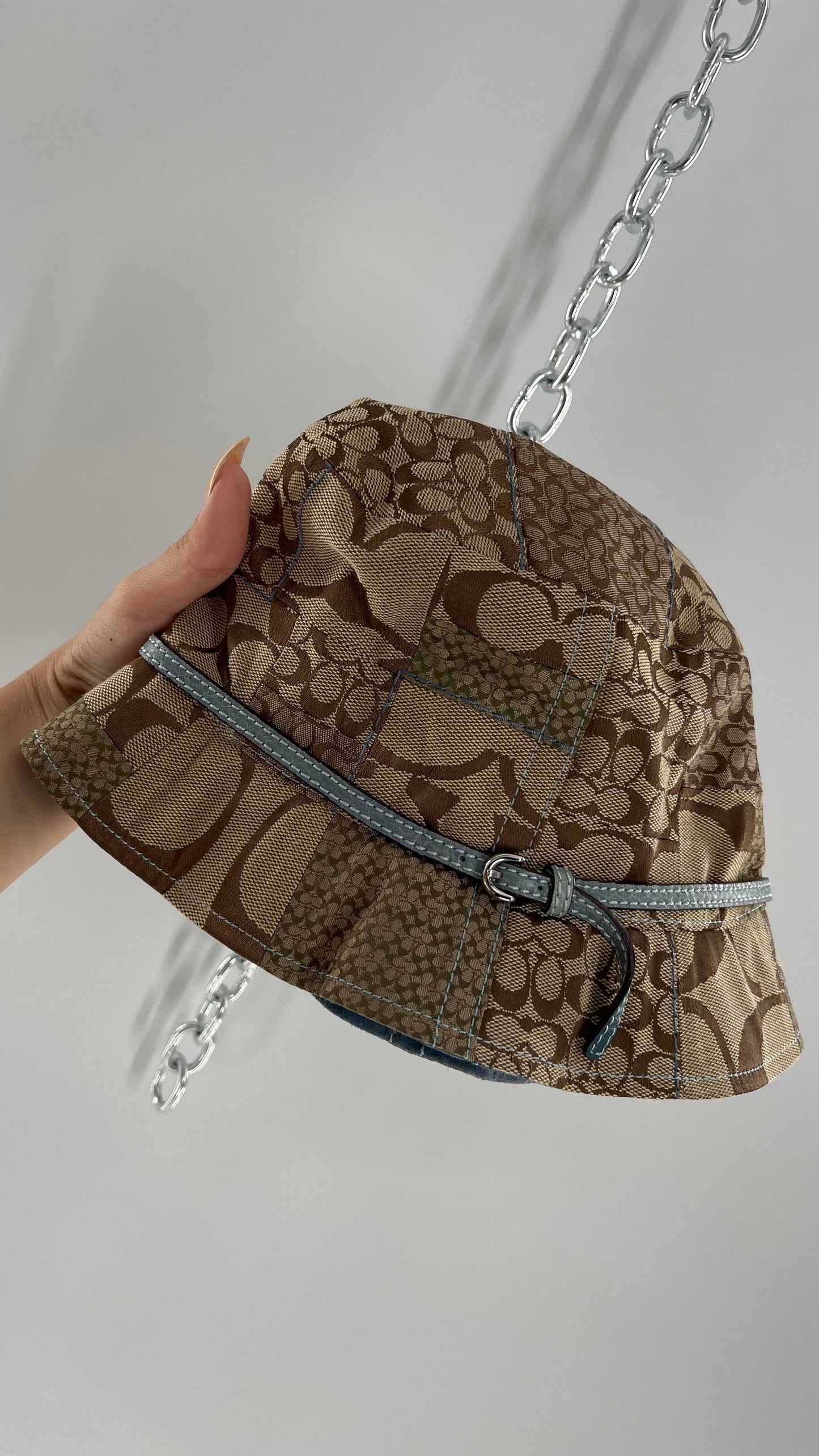 Vintage Coach Logo Patchwork Bucket Hat (Small)