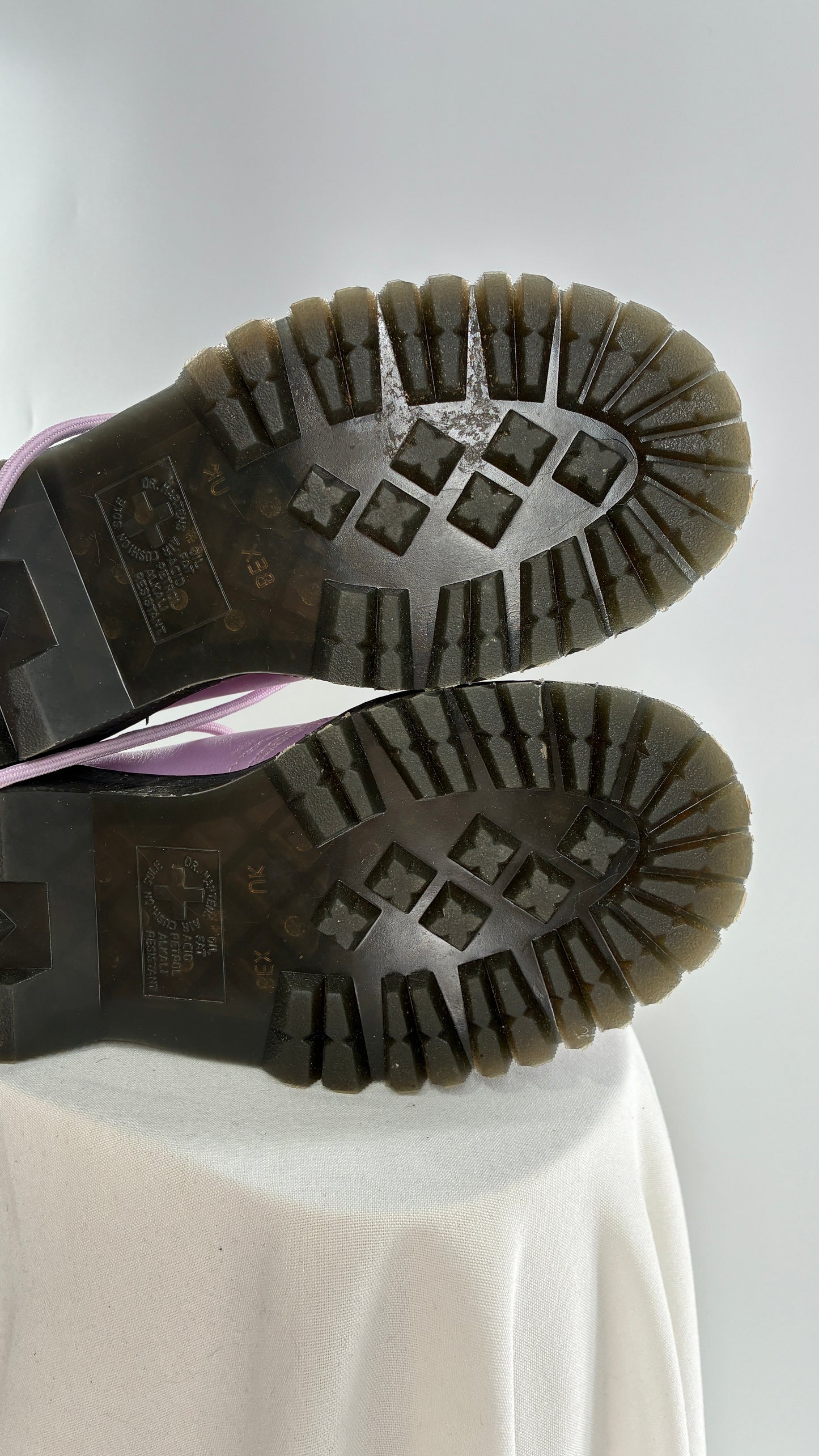 Vintage Dr. Martens 1461 Quad II, Lilac Purple, Pisa Leather Platform Oxfords (6)