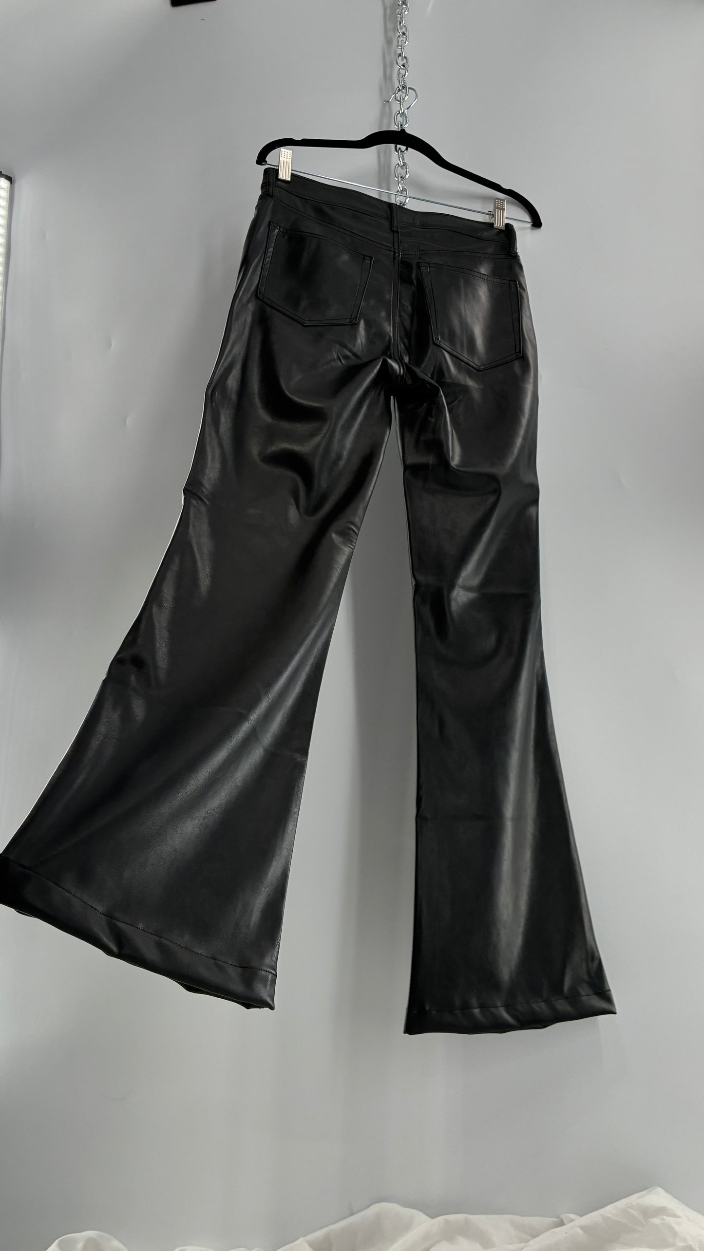 GAP Black Vegan Leather Flared Pants with Tags Attached (28/6R)