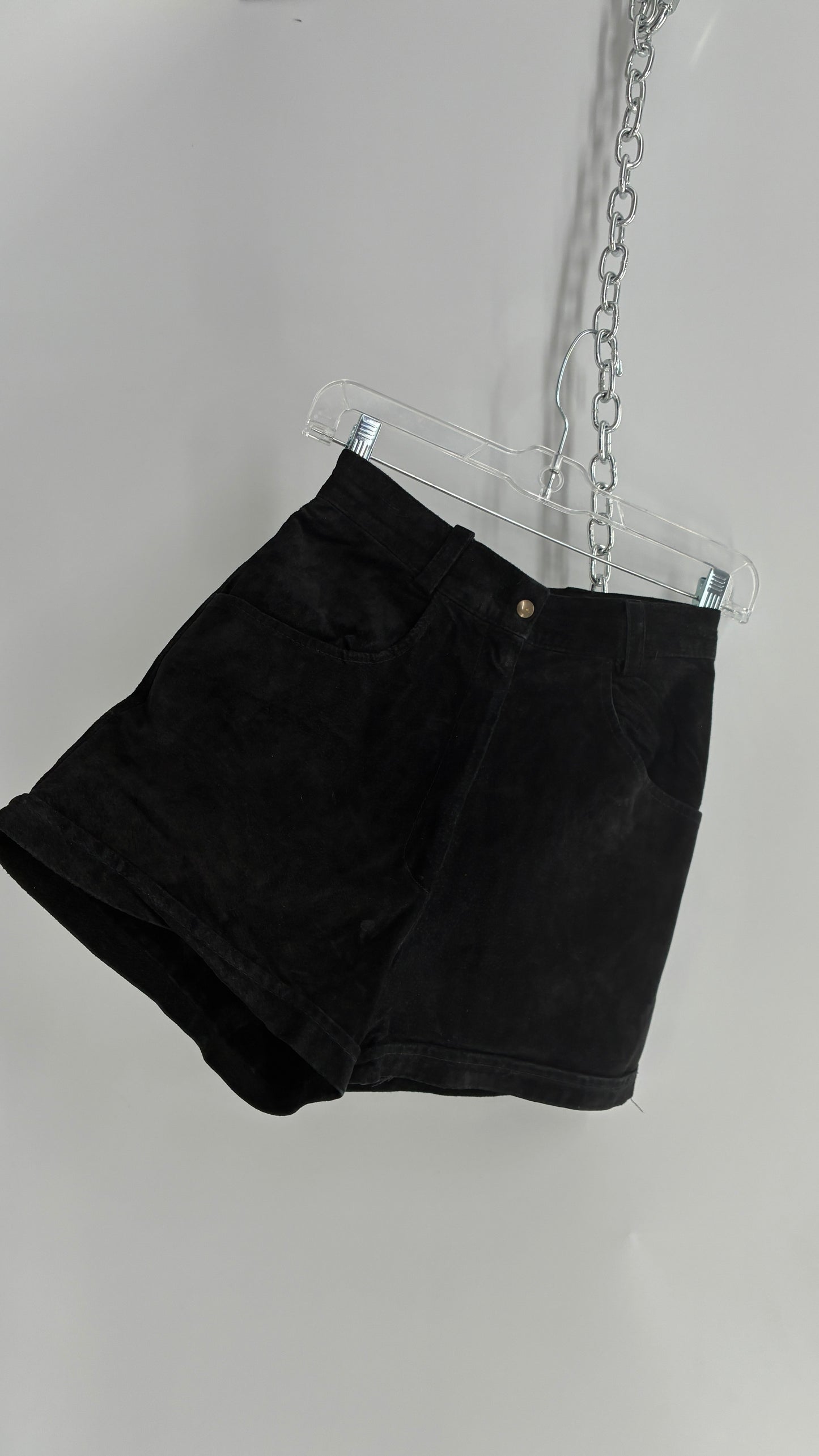 Vintage NEVADA BLUE Black Genuine Suede High Waisted Shorts (XS)