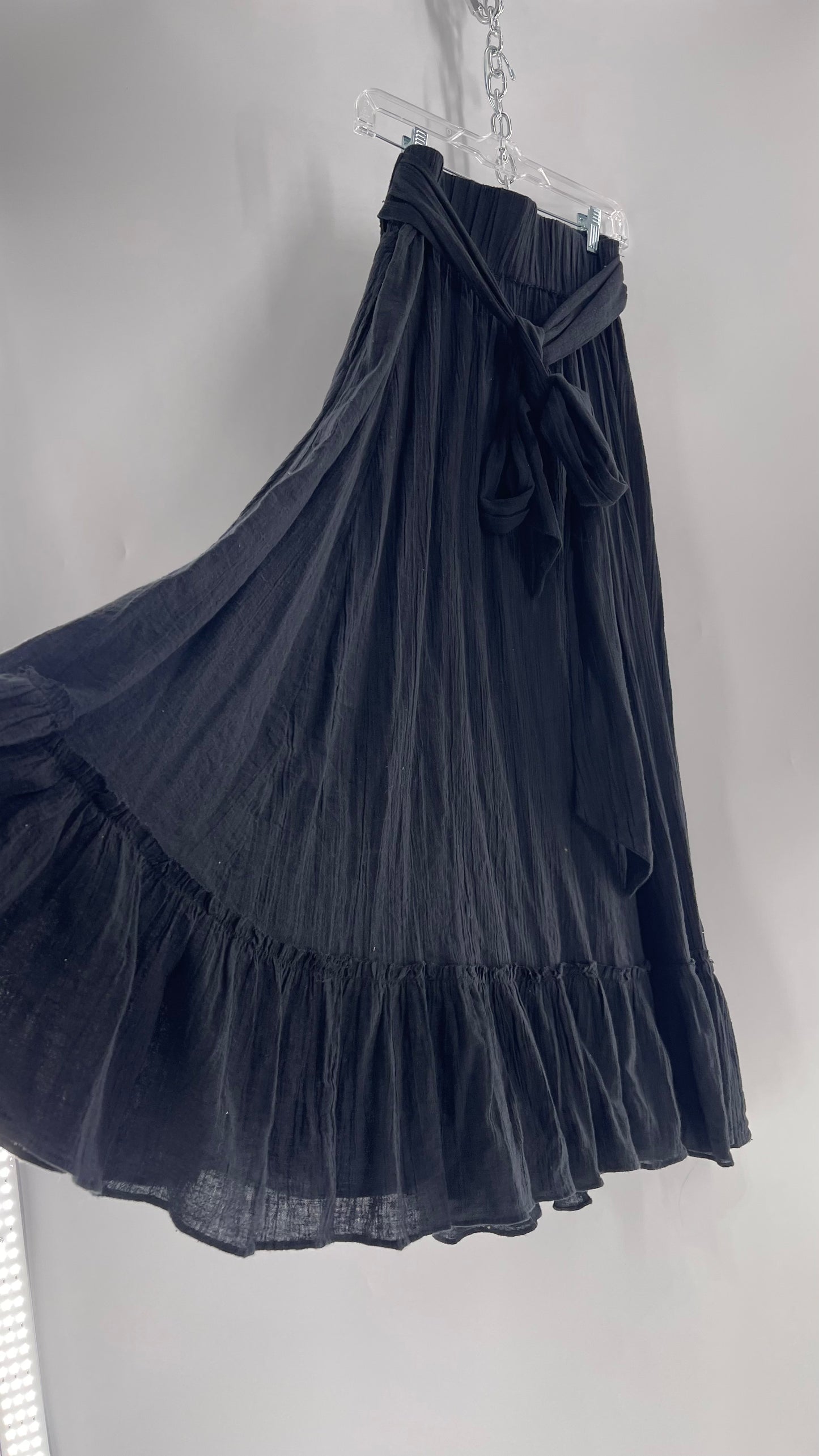 Free People Black Floor Length Skirt (Medium)