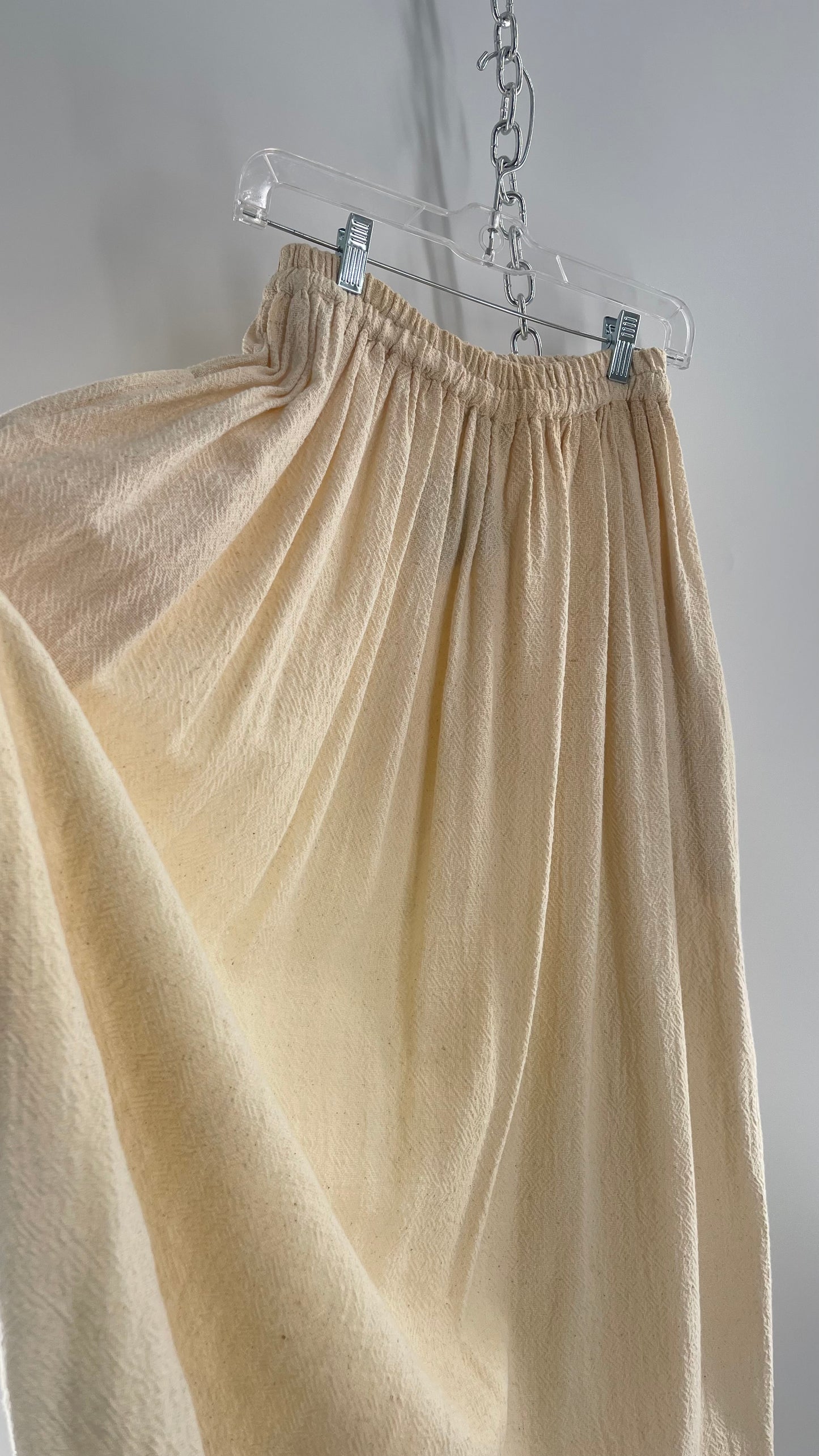 Vintage 1970s SANGAM Imports 100% Cotton White Maxi Skirt Made in India (Medium)