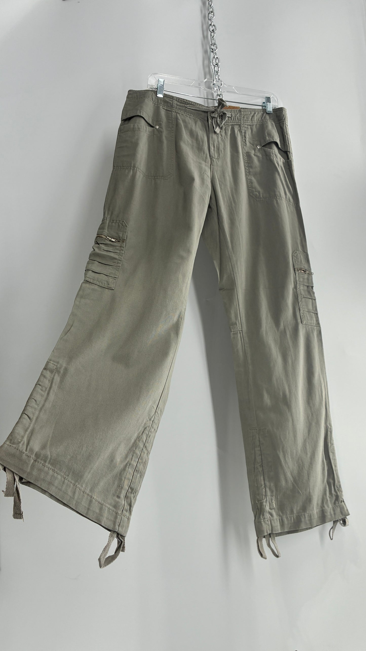 Deadstock Vintage MOKACHINO Grey Green Drawstring Cargos (8)