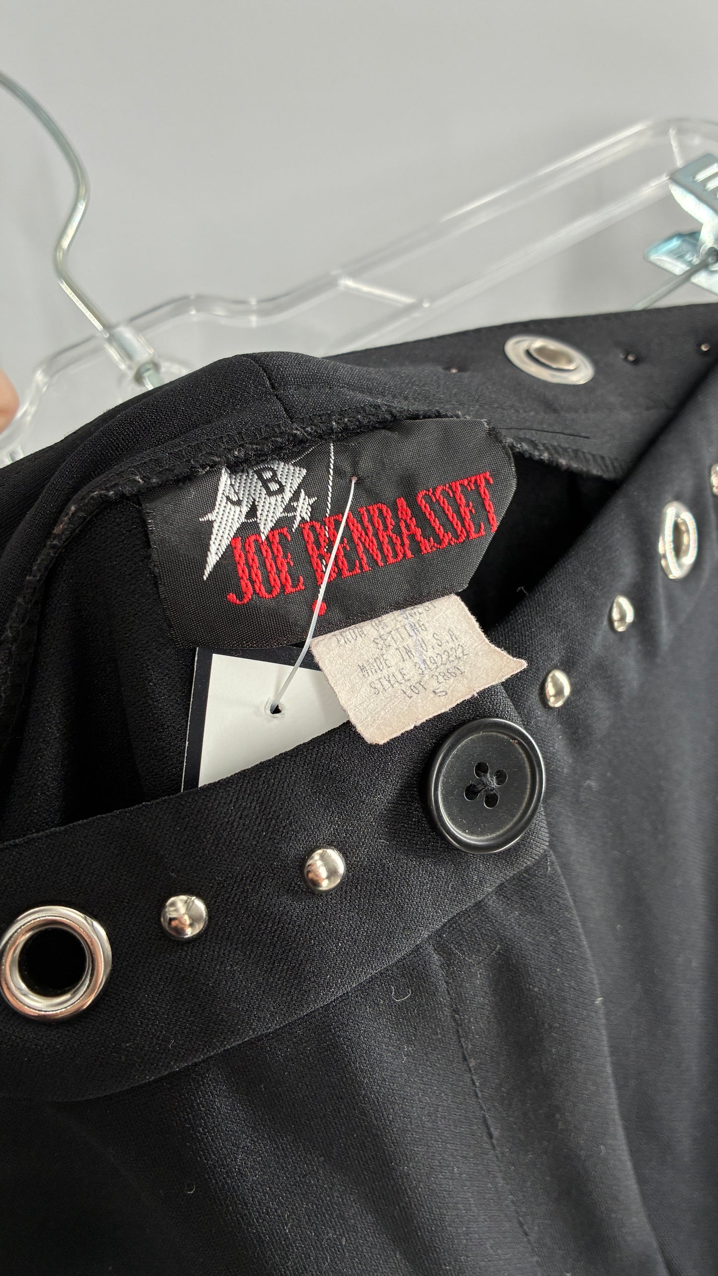 Vintage 1990s JOE BENBASSET Black Kickflares with Studded, Grommet Waistline (5)