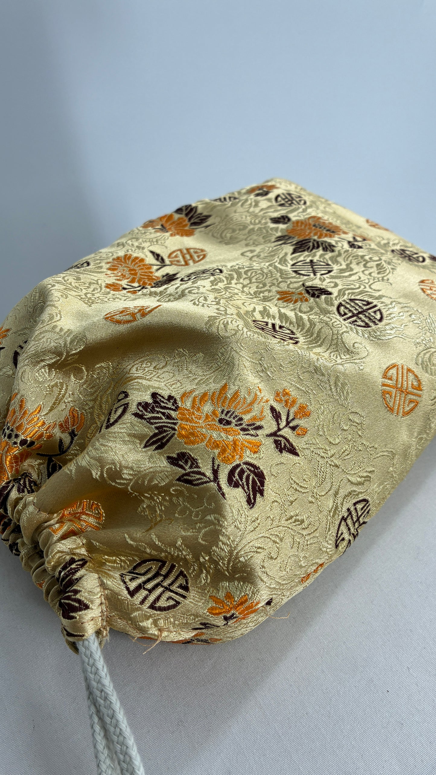 Vintage Hand Embroidered Flower Purse with Pearl Detailing