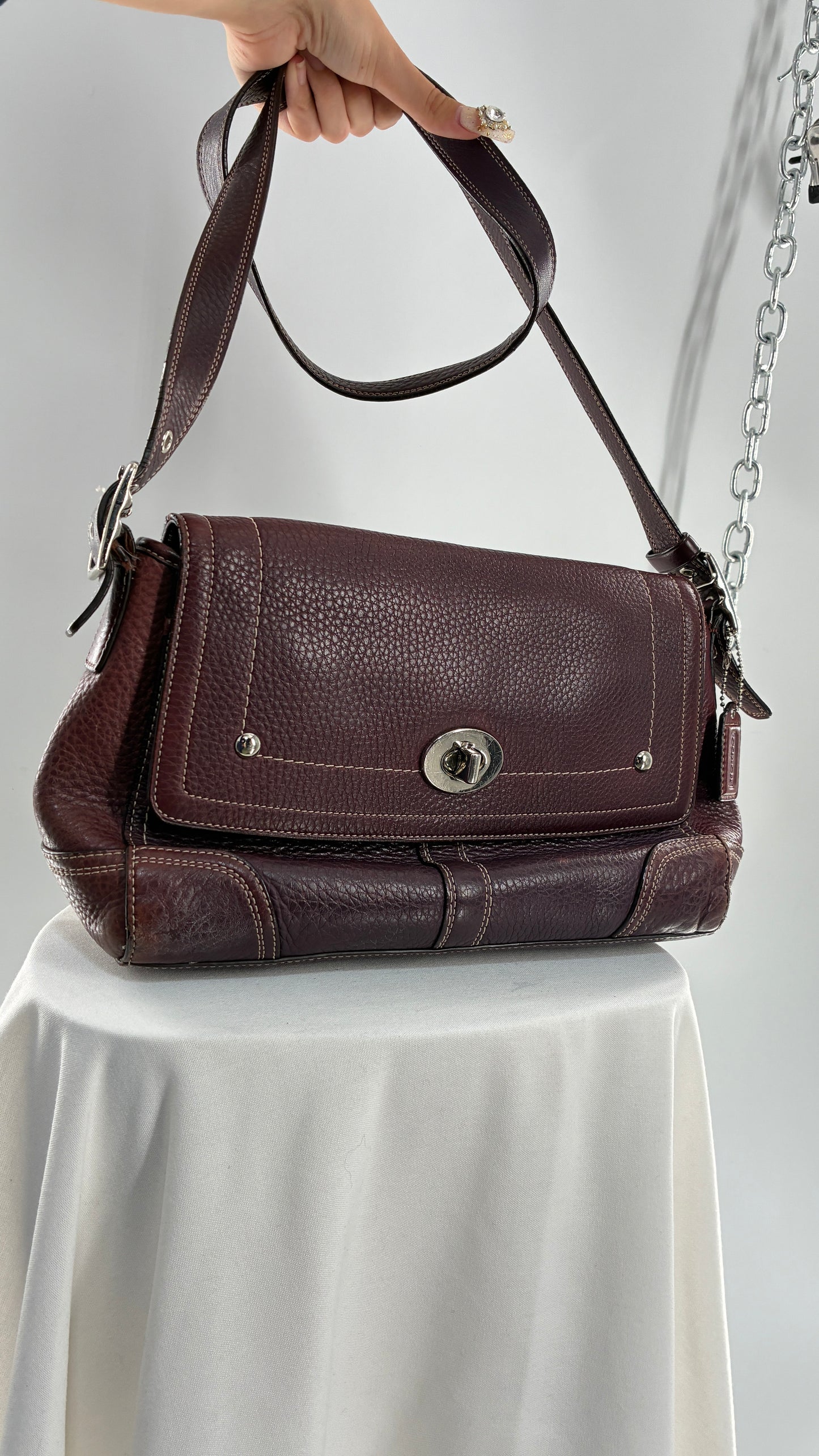Vintage COACH Hamilton Purple Burgundy Leather Crossbody