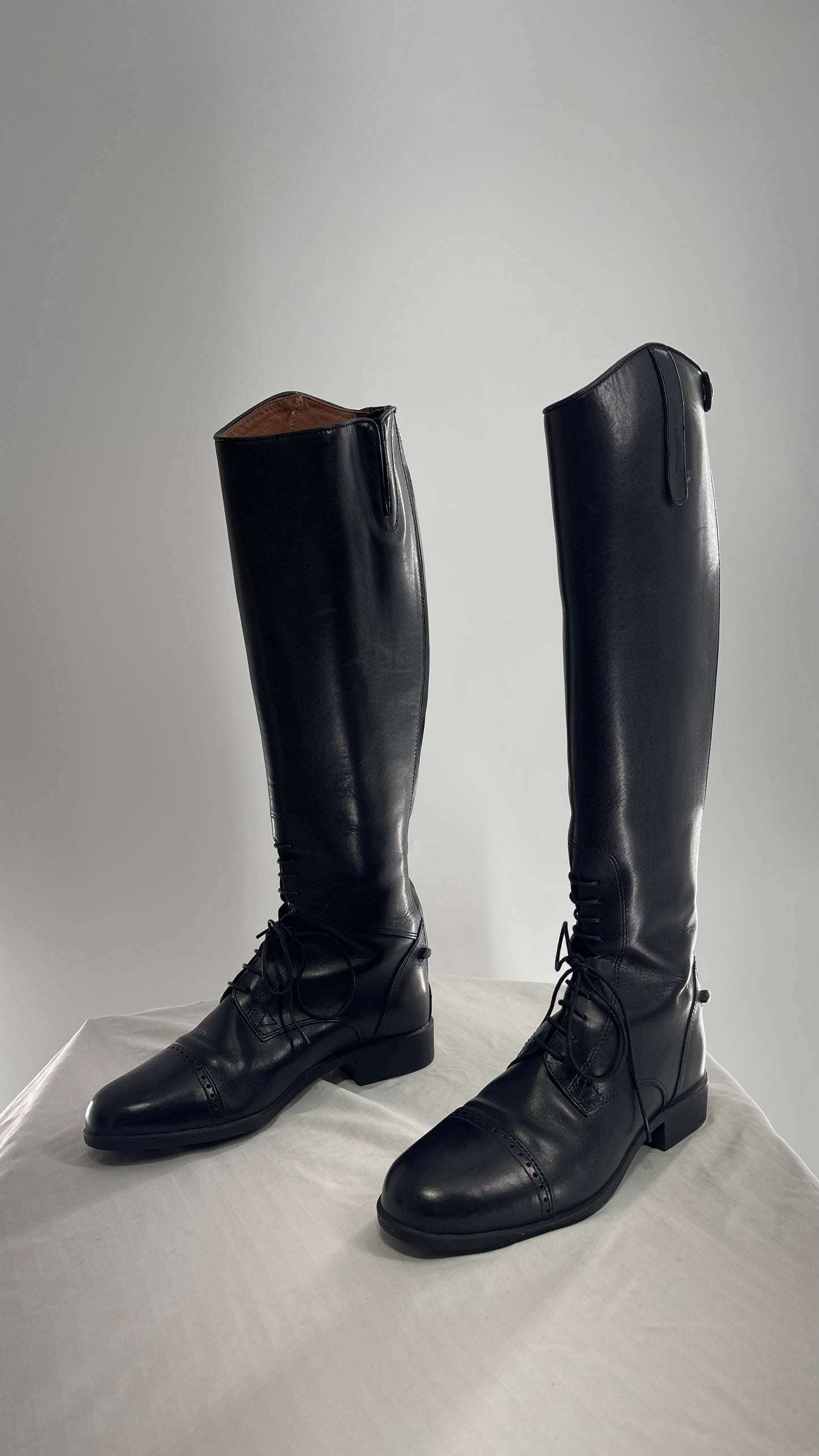 ARIAT Heritage Contour || Black Leather Field Zip Knee High Riding Tall Boots (8)