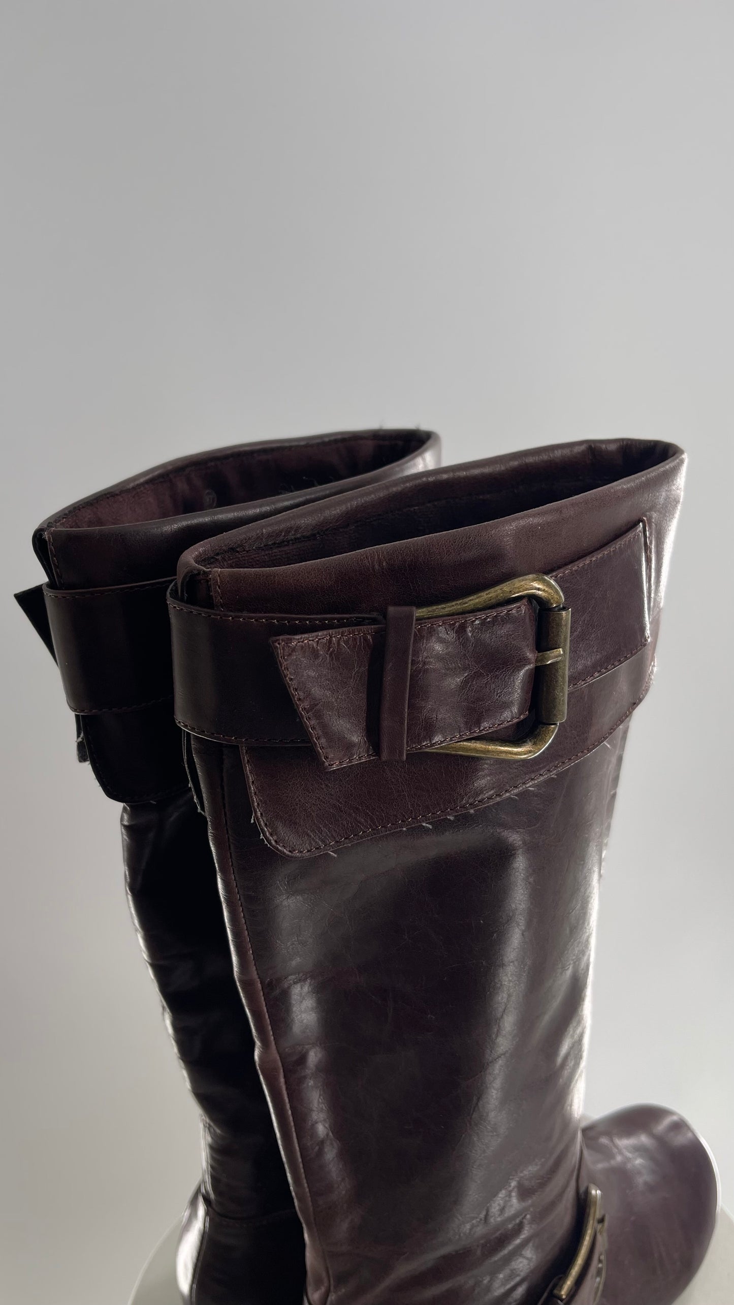 Vintage ALDO Leather Round Toe Buckle Side Boots w (37)