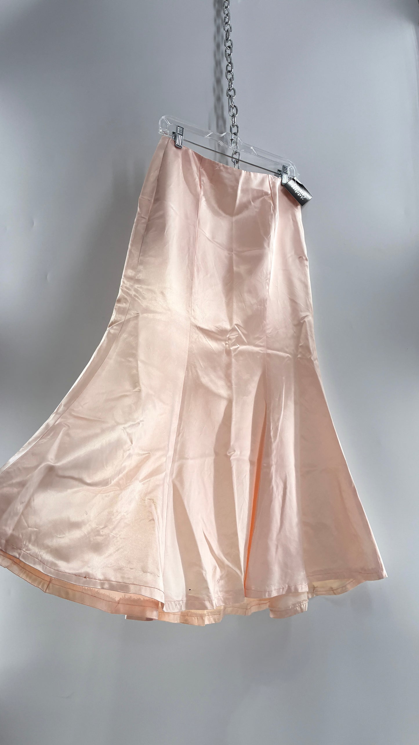 Vintage Peach Toned Satin Handmade Mermaid Style Paneled Skirt