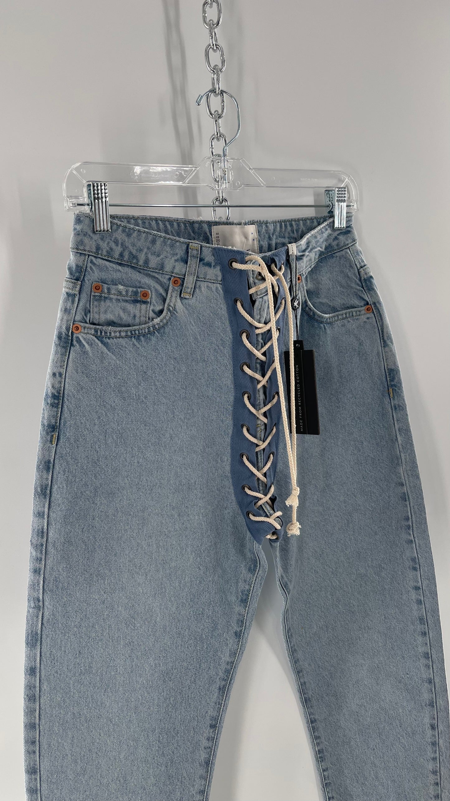 One Teaspoon Best Blue Lace Bandit Jeans Lace Up Detail on Front and Back (24)