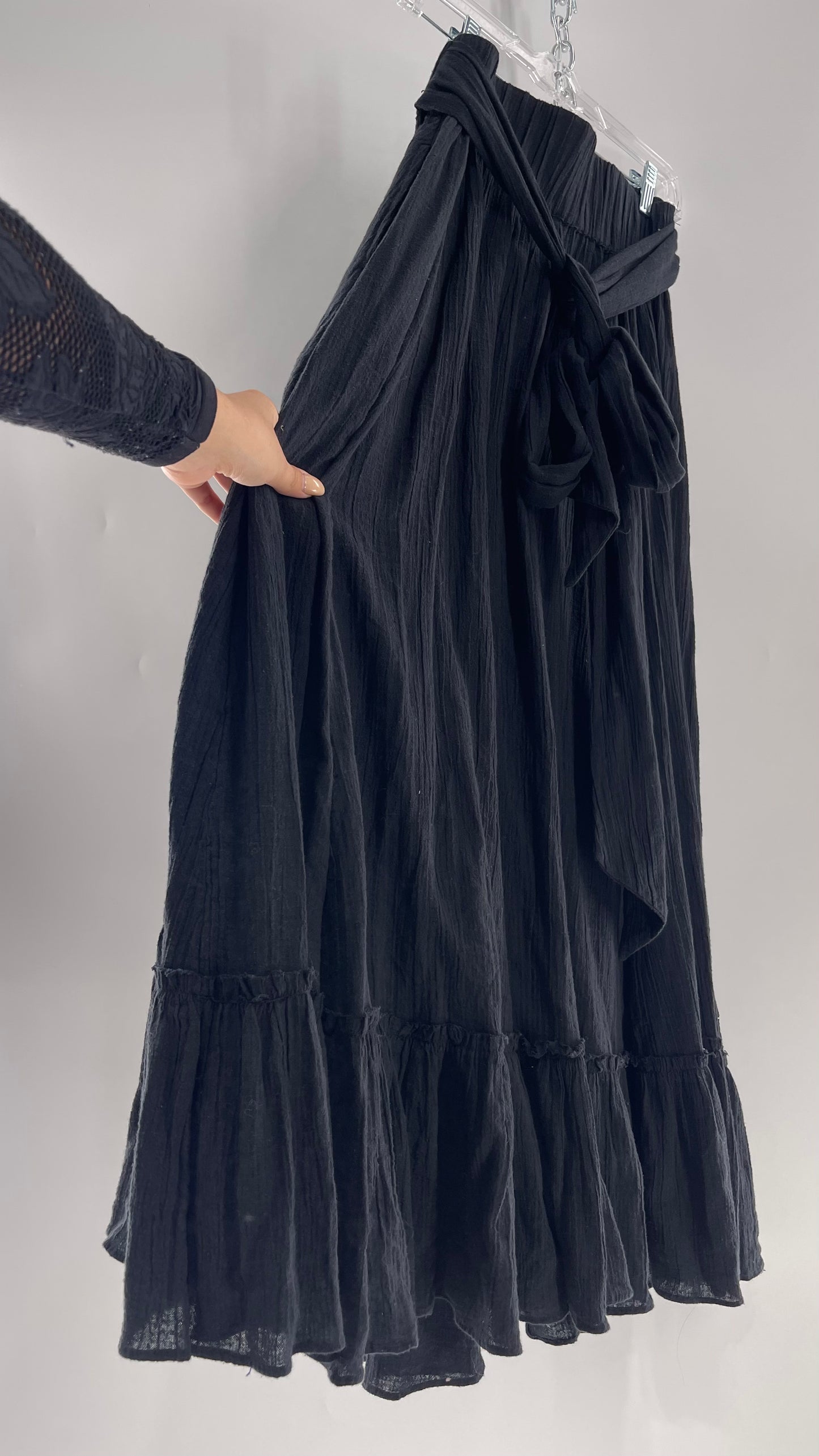 Free People Black Floor Length Skirt (Medium)
