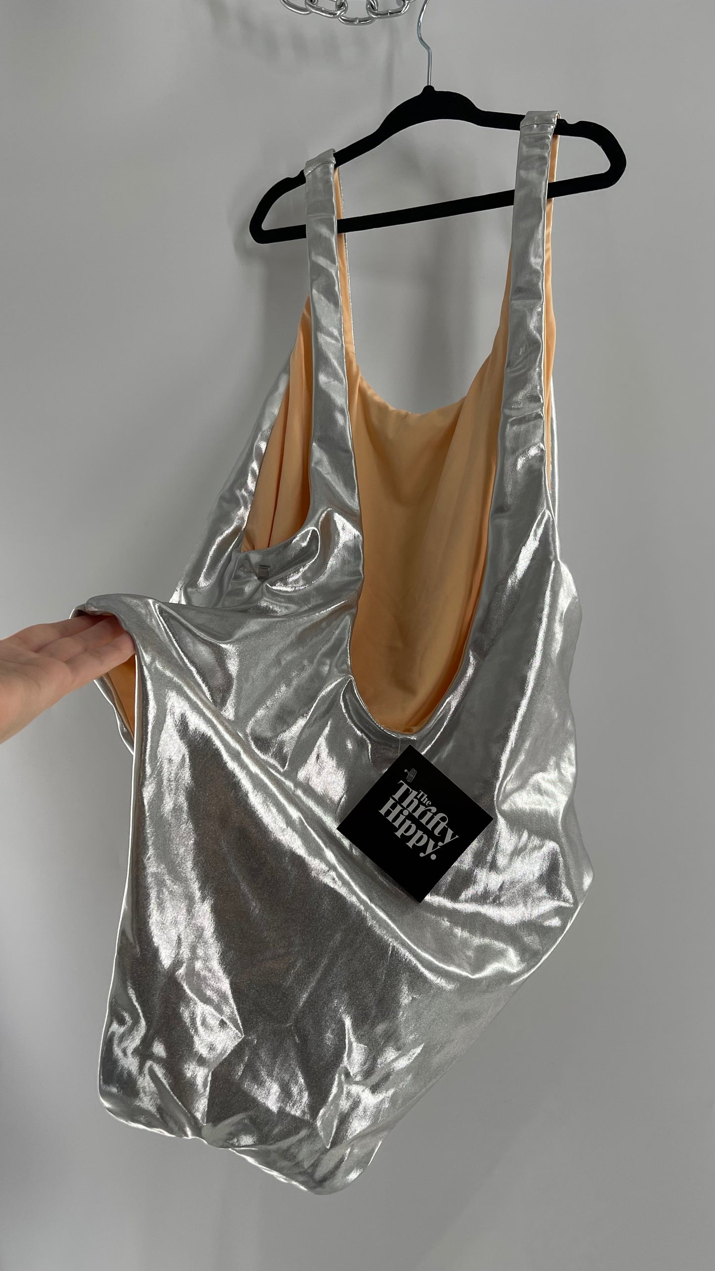 Dolce Vita Reversible Silver Metallic/Nude Swimsuit (Medium)