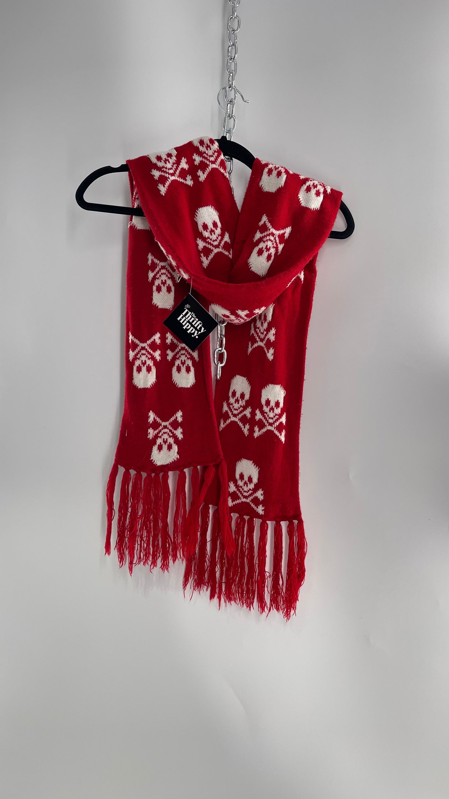 Emo Raggedy Red Skull Scarf (C)