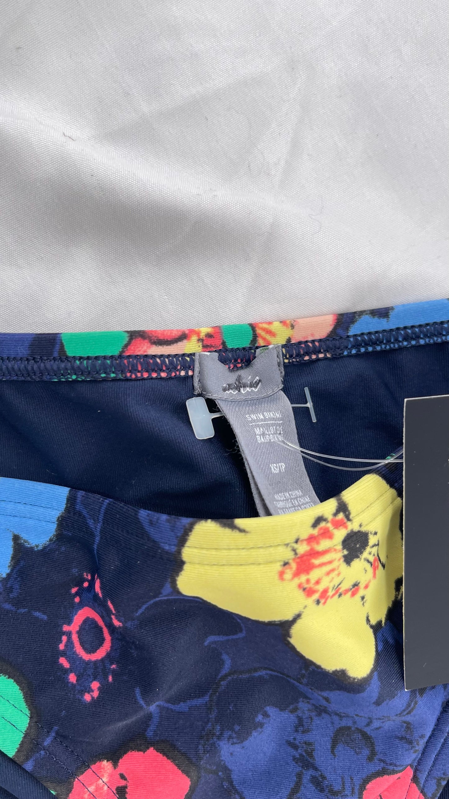 AERIE Navy Swim Bottoms with Contrasting Florals (XS)