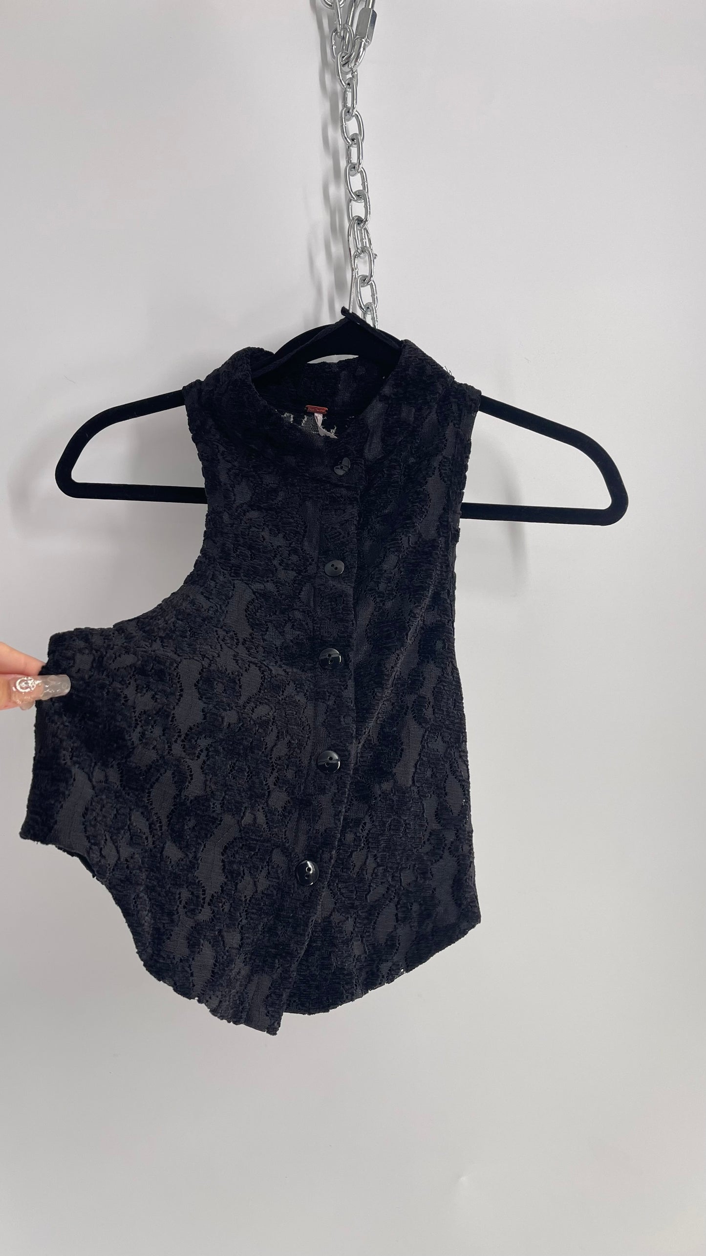 Free People Velvet Lace Vest (Medium)