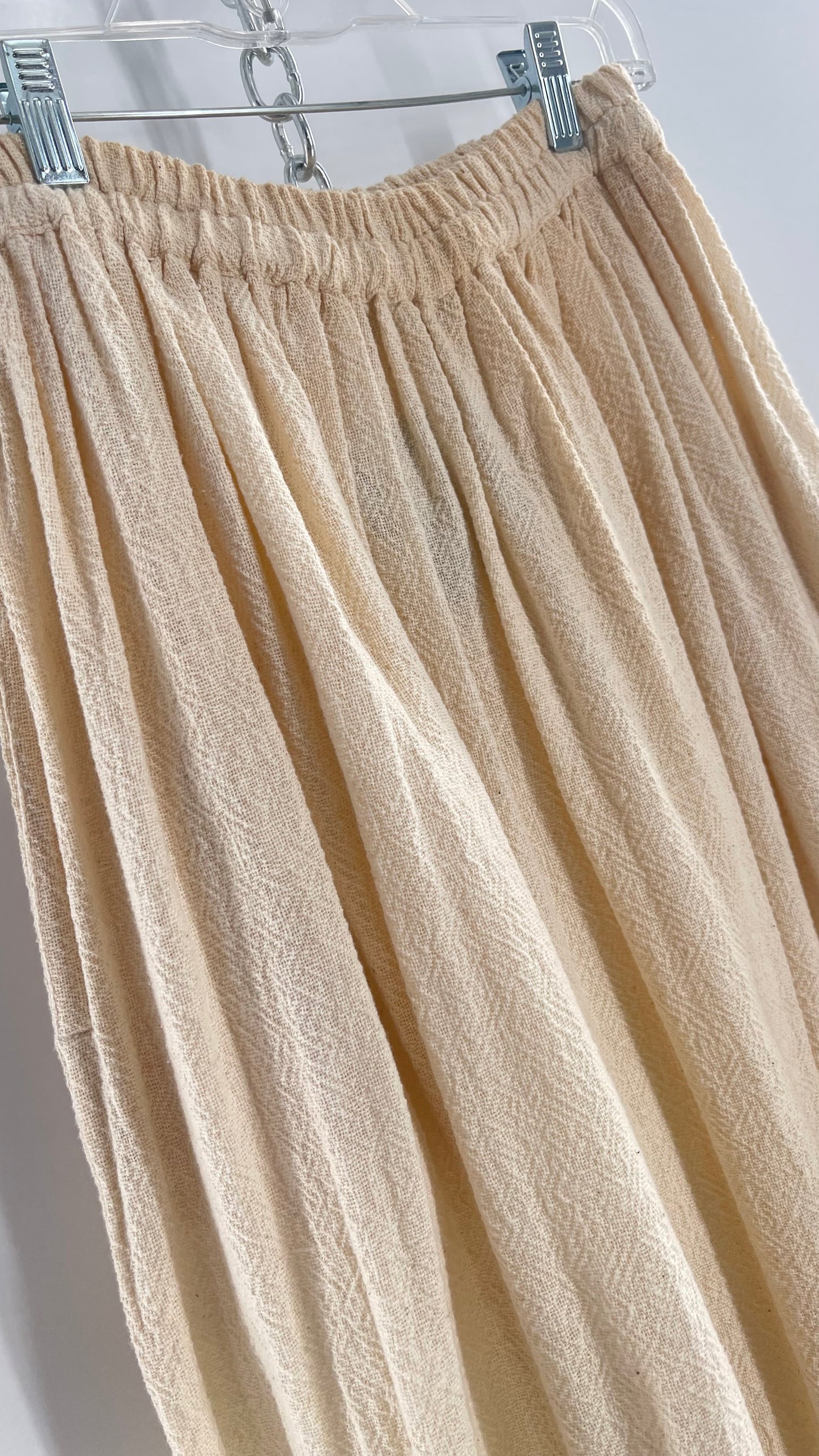 Vintage 1970s SANGAM Imports 100% Cotton White Maxi Skirt Made in India (Medium)