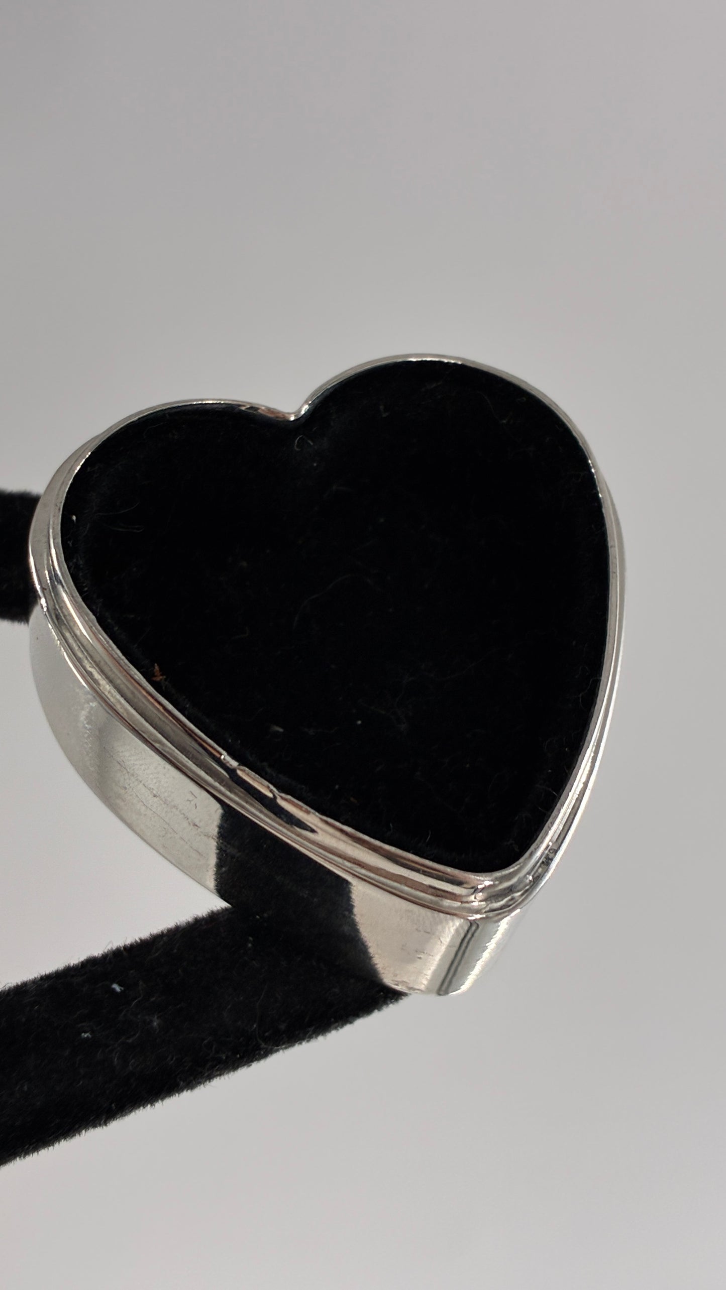 Vintage Mongram “N” Engraved Heart Shaped Silver Ring Box